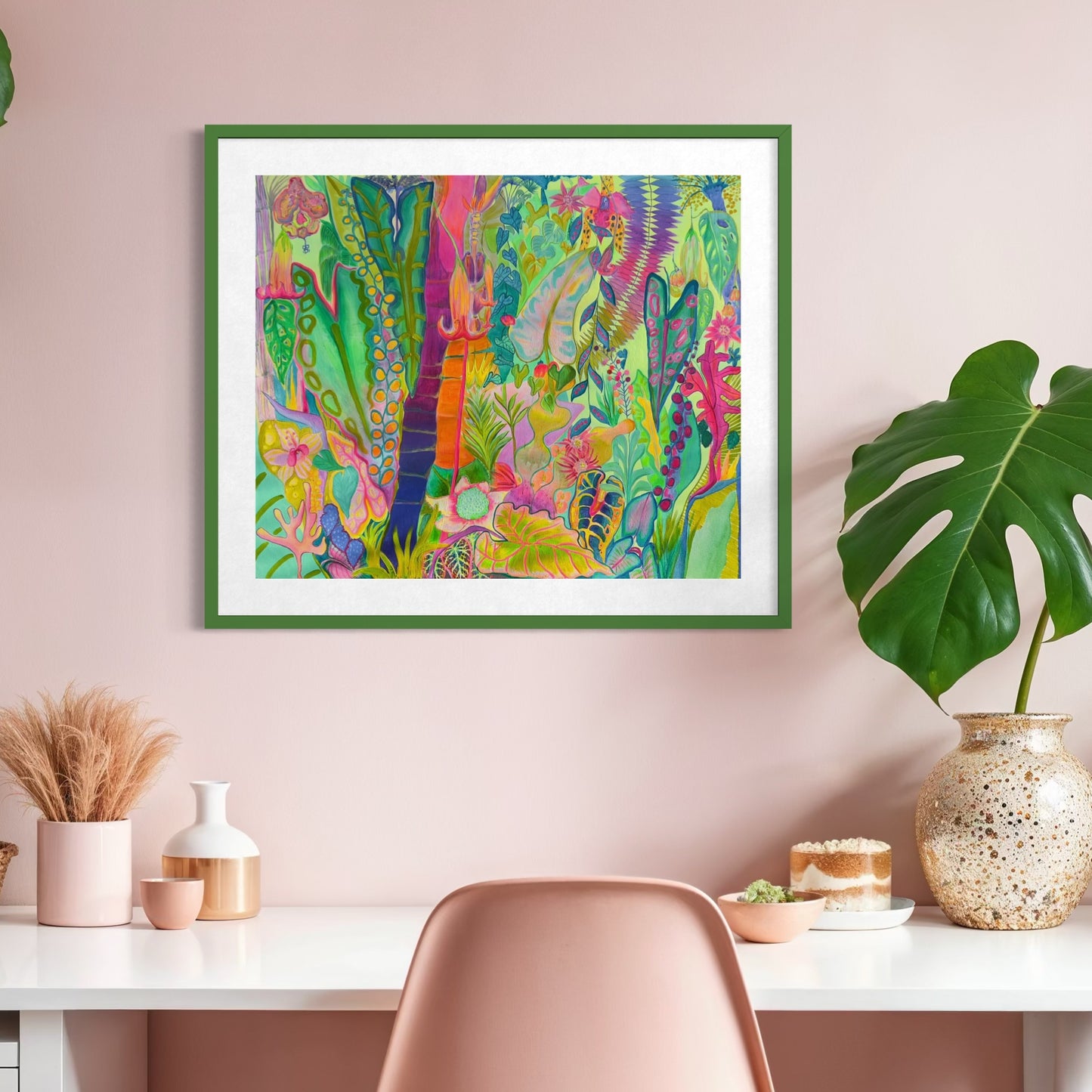 Equatorial Goldenhour paper print by Kathryn Sillince Artist featuring vibrant sunset colors and detailed landscape artwork.
