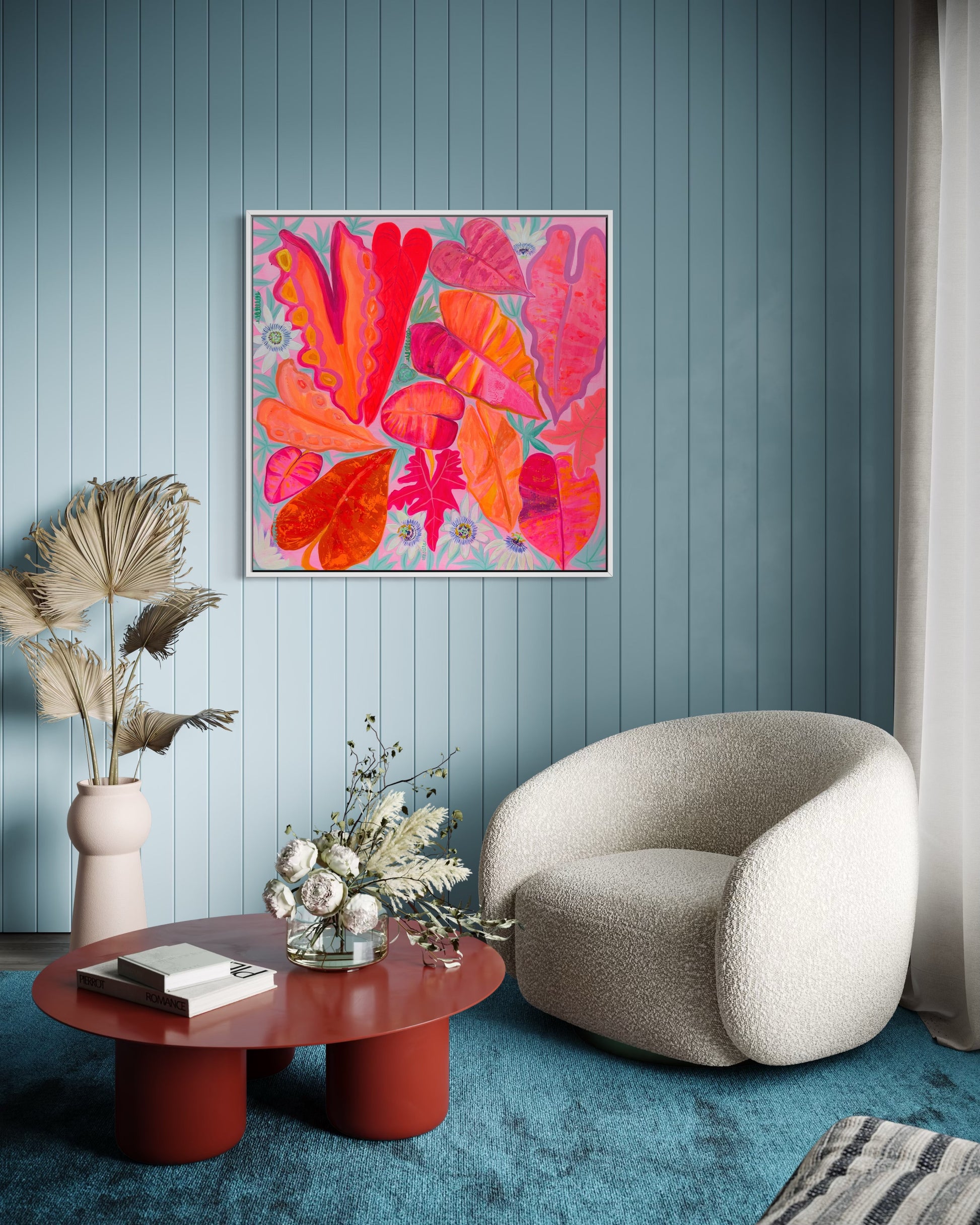 Kathryn Sillince Artist 'Better Together' 102cm x 102cm abstract artwork with vibrant colors and textured brushstrokes.