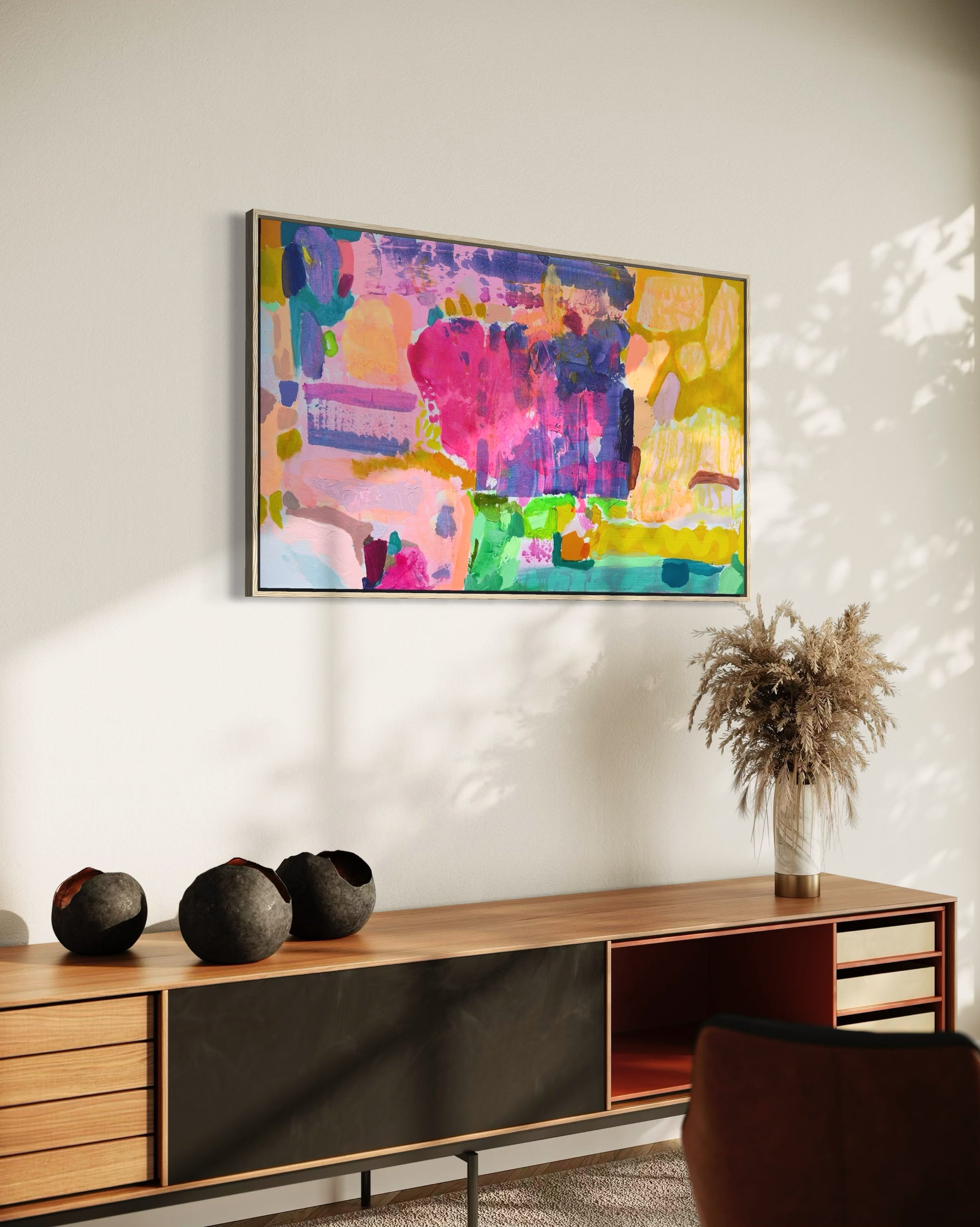 Kathryn Sillince Artist hotdog artwork print, 102cm x 61.5cm, featuring vibrant colors and detailed design on paper.