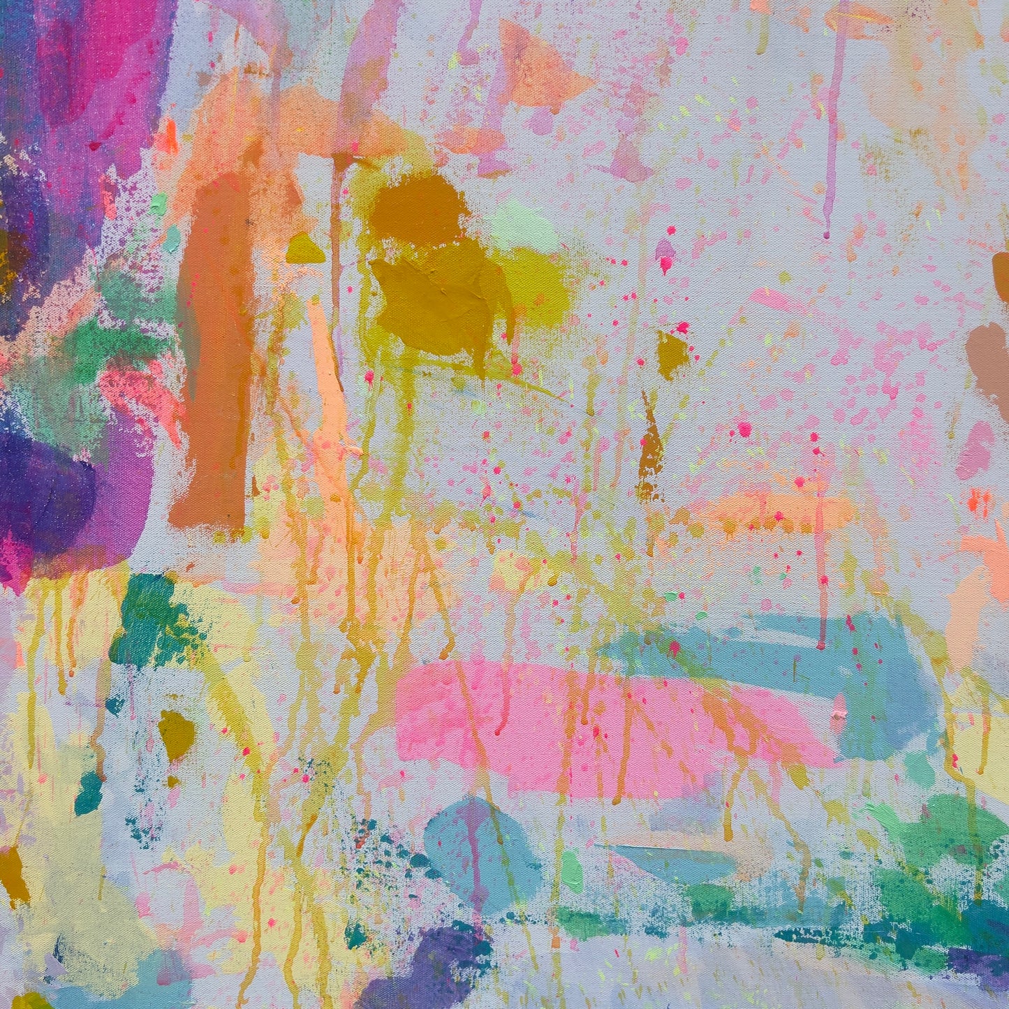 Eternal Optimism artwork by Kathryn Sillince Artist, 153cm x 123cm, vibrant abstract painting with bold colors and dynamic brushstrokes.