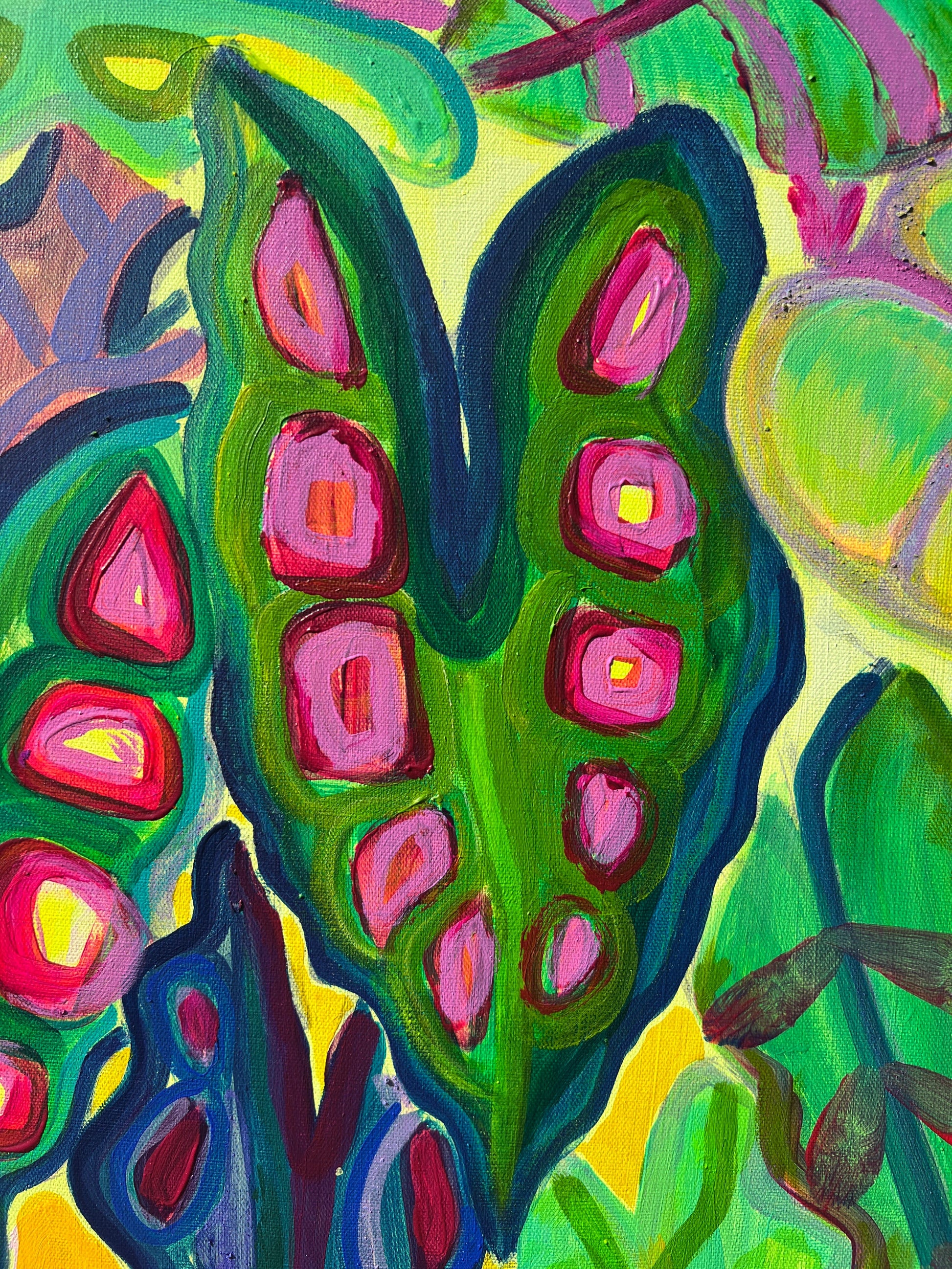 Alocasia Study IV artwork by Kathryn Sillince, featuring detailed botanical illustration in vibrant green tones.
