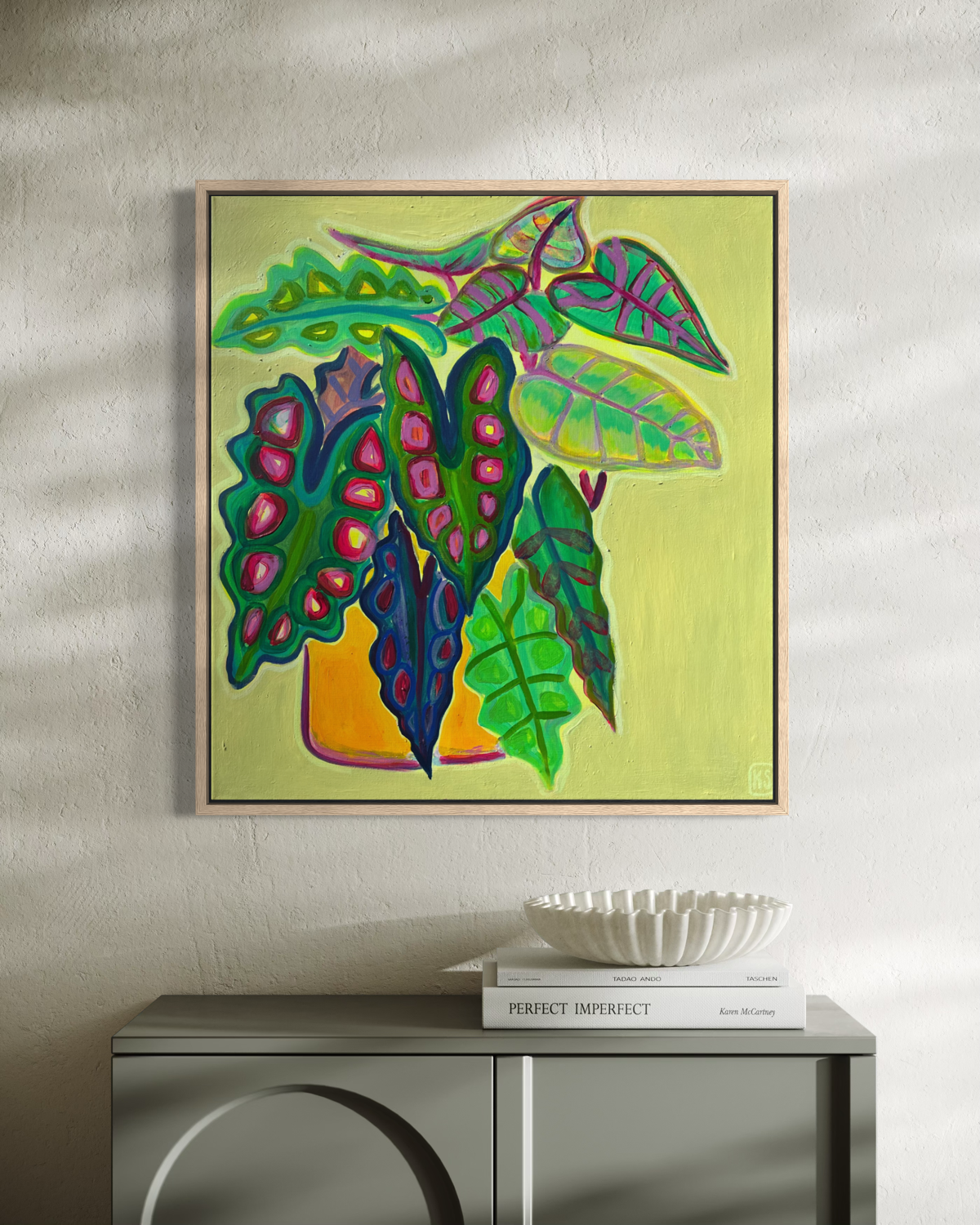 Alocasia Study VI canvas print by Printumo featuring a detailed botanical illustration of an Alocasia plant on canvas.