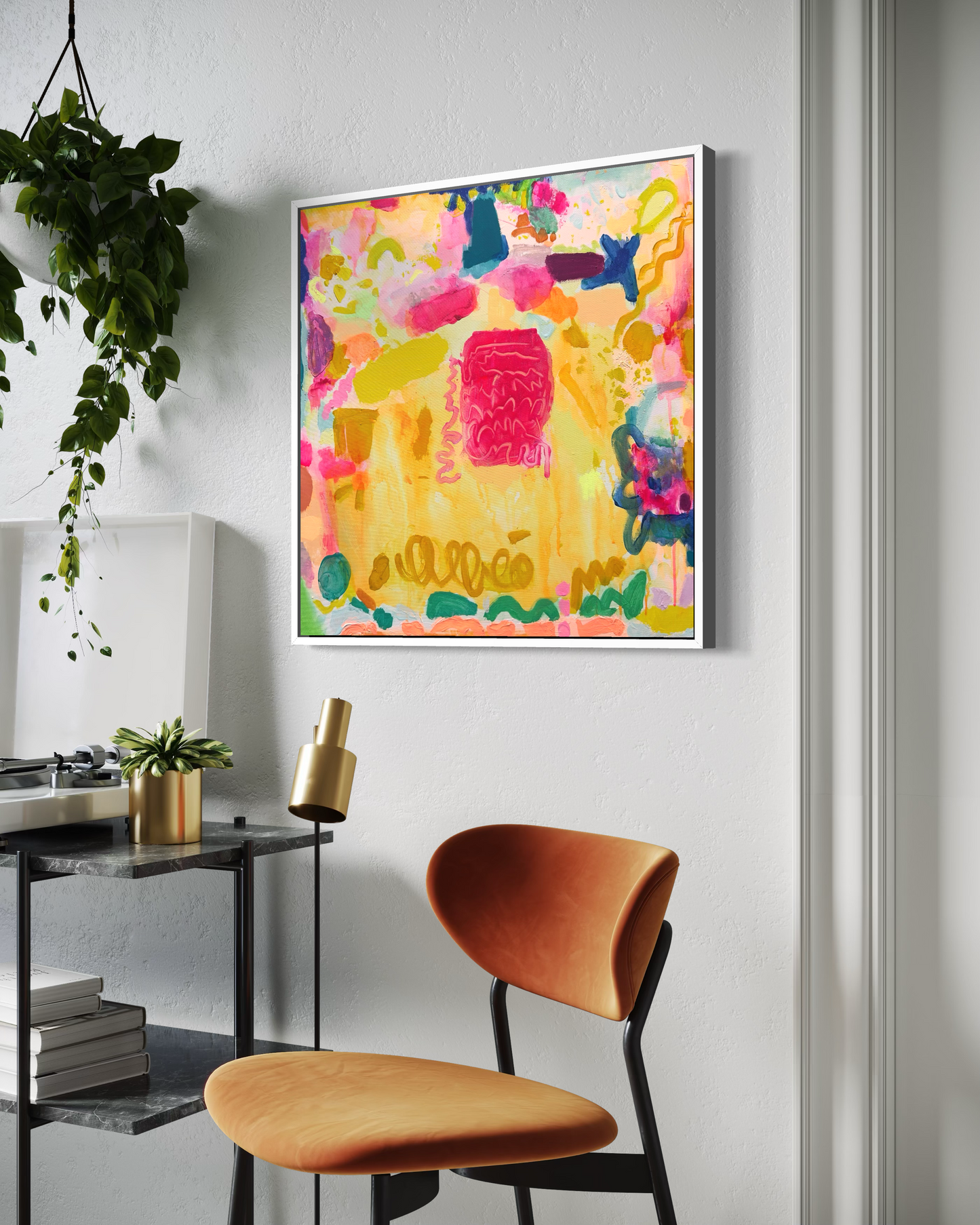 Colorful 'Sweeties' 61cm x 61cm artwork by Kathryn Sillince Artist featuring vibrant, abstract candy-inspired design.