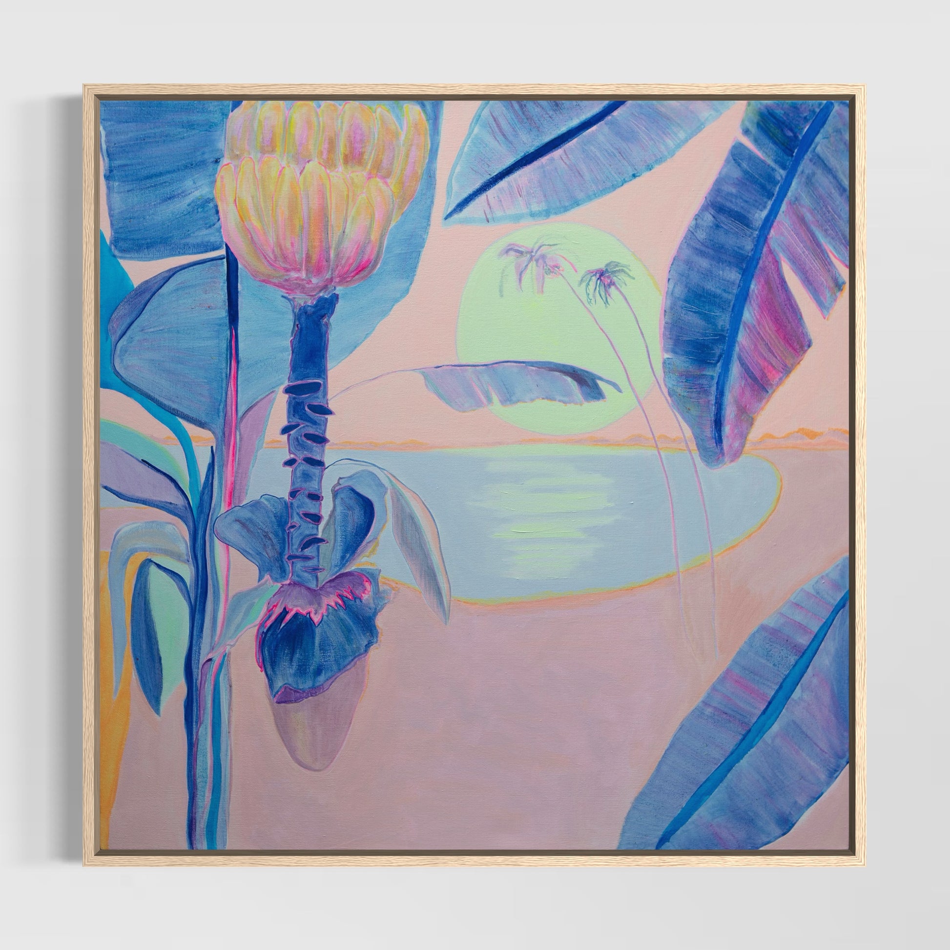Colorful paper print titled “Flourishing By Moonlight” by Kathryn Sillince Artist, featuring vibrant floral artwork on white background.