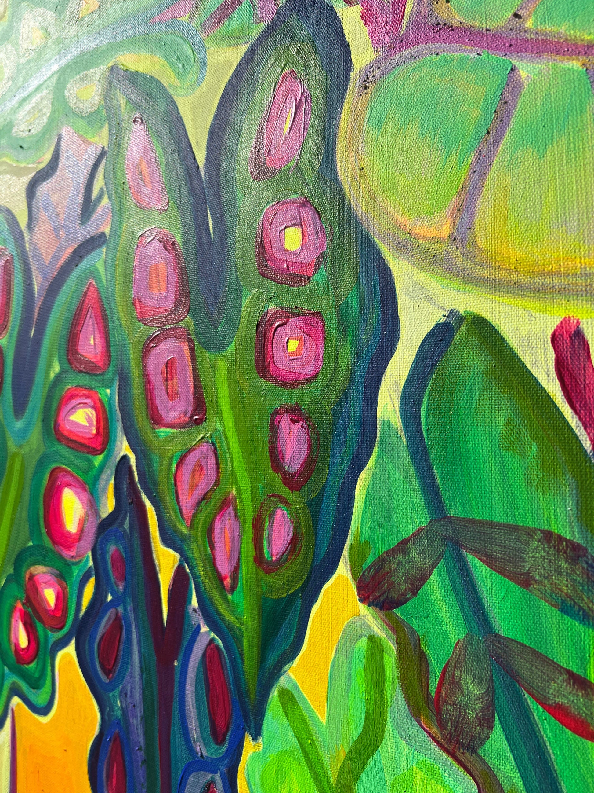 Alocasia Study IV artwork by Kathryn Sillince, 61cm x 71cm, featuring detailed botanical illustration of Alocasia plant.