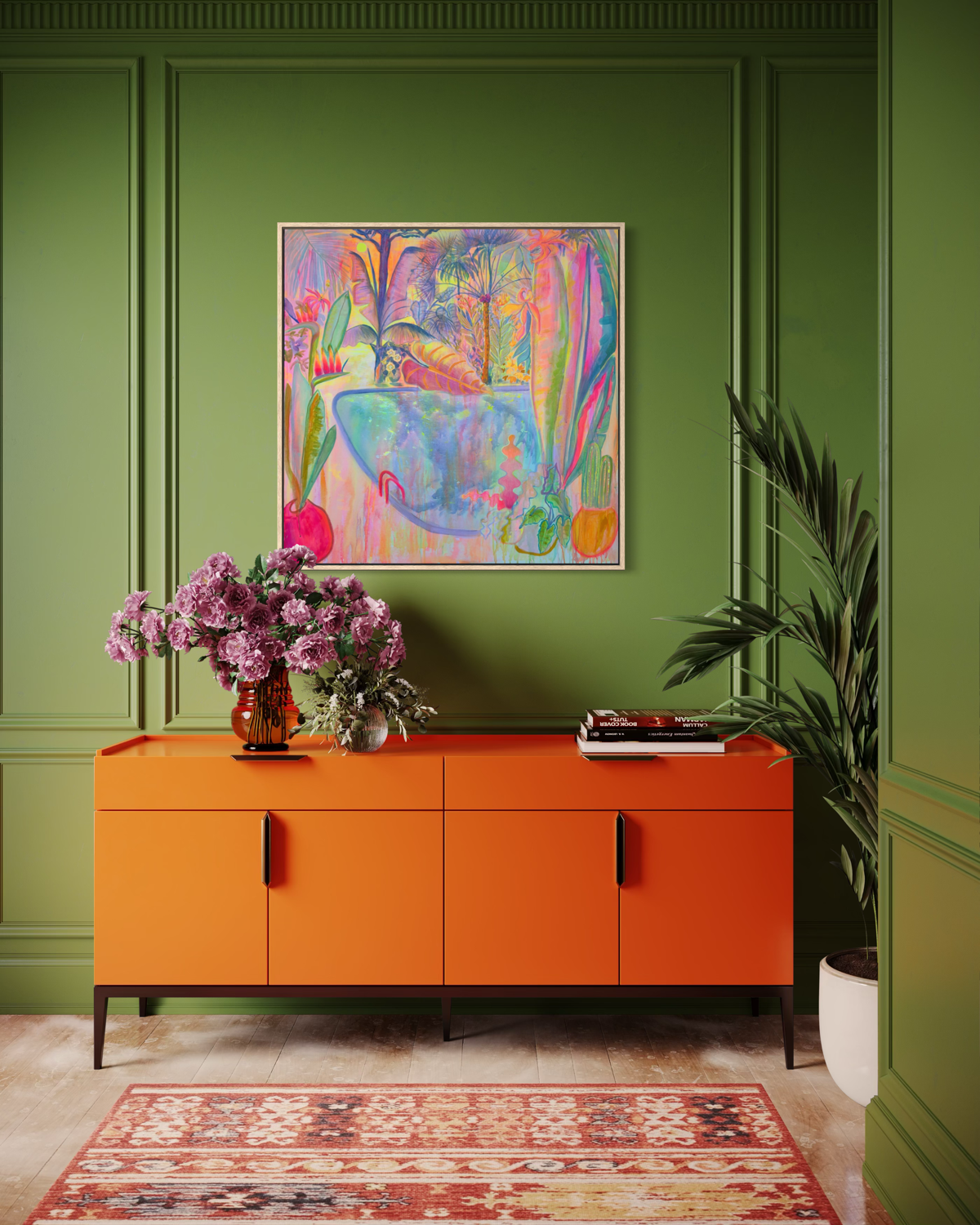 ‘Irridescent Skies = Languid Poolside’. 102cm x 102cm - Kathryn Sillince Artist