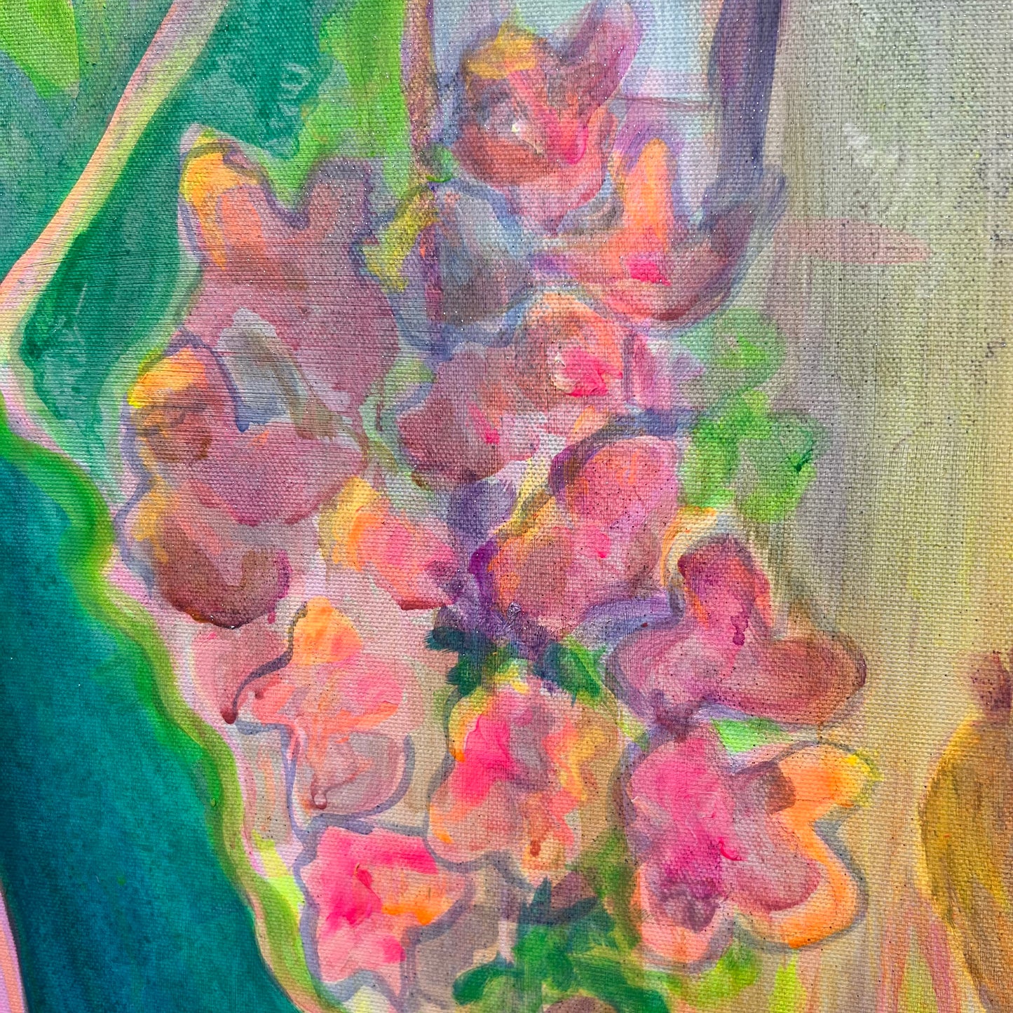 Colorful 'Twilight Tropics' paper print by Kathryn Sillince Artist featuring vibrant tropical landscape artwork.