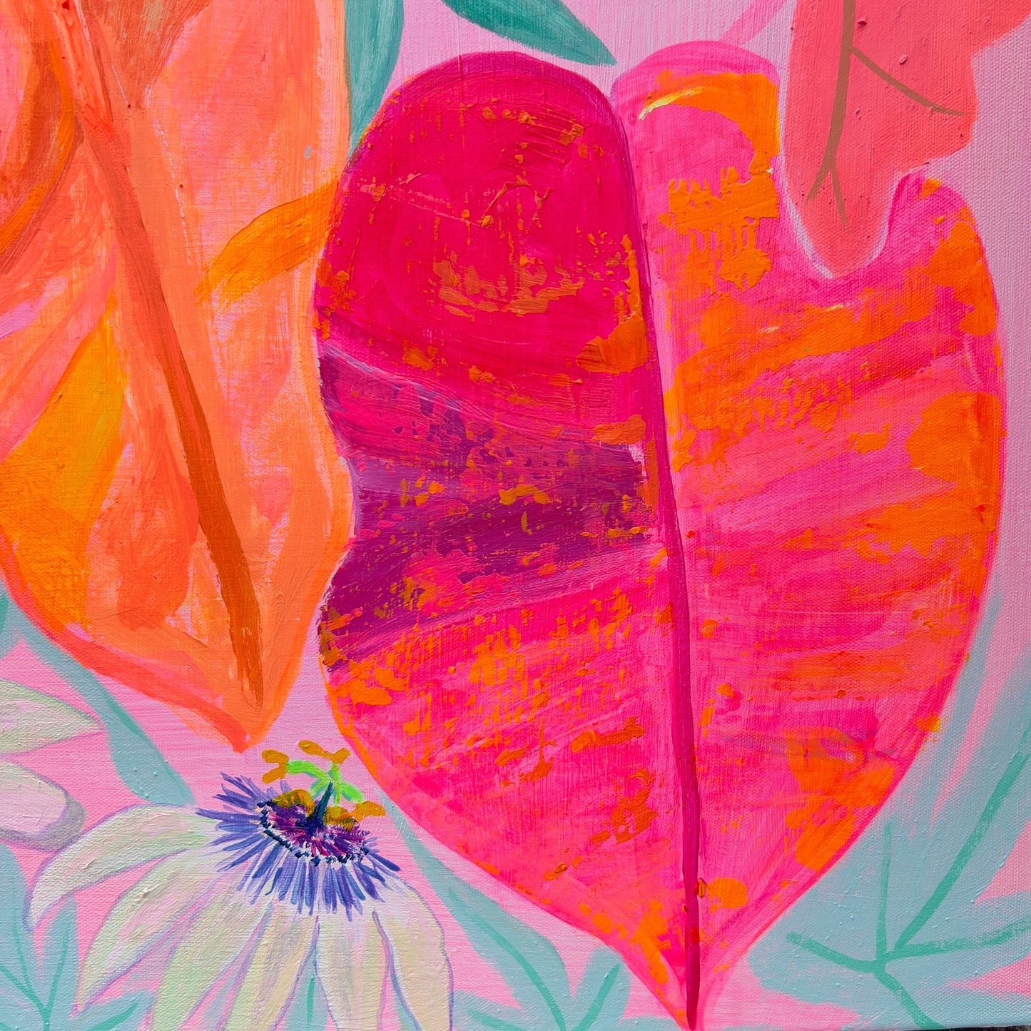 Kathryn Sillince Artist 'Better Together' 102cm x 102cm art print showcasing vibrant, abstract floral design on high-quality paper