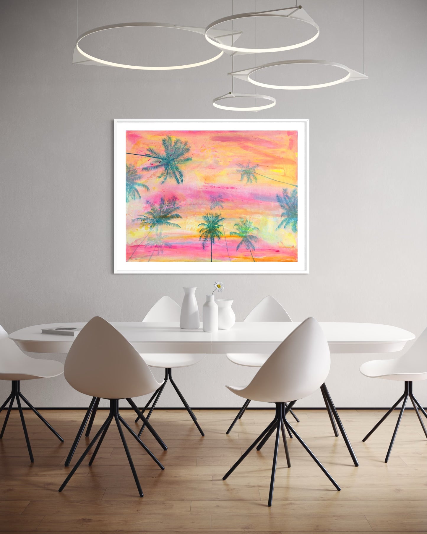 Paper print titled "Lie With Me At Sunset" by Kathryn Sillince Artist, featuring a serene sunset scene with warm colors.