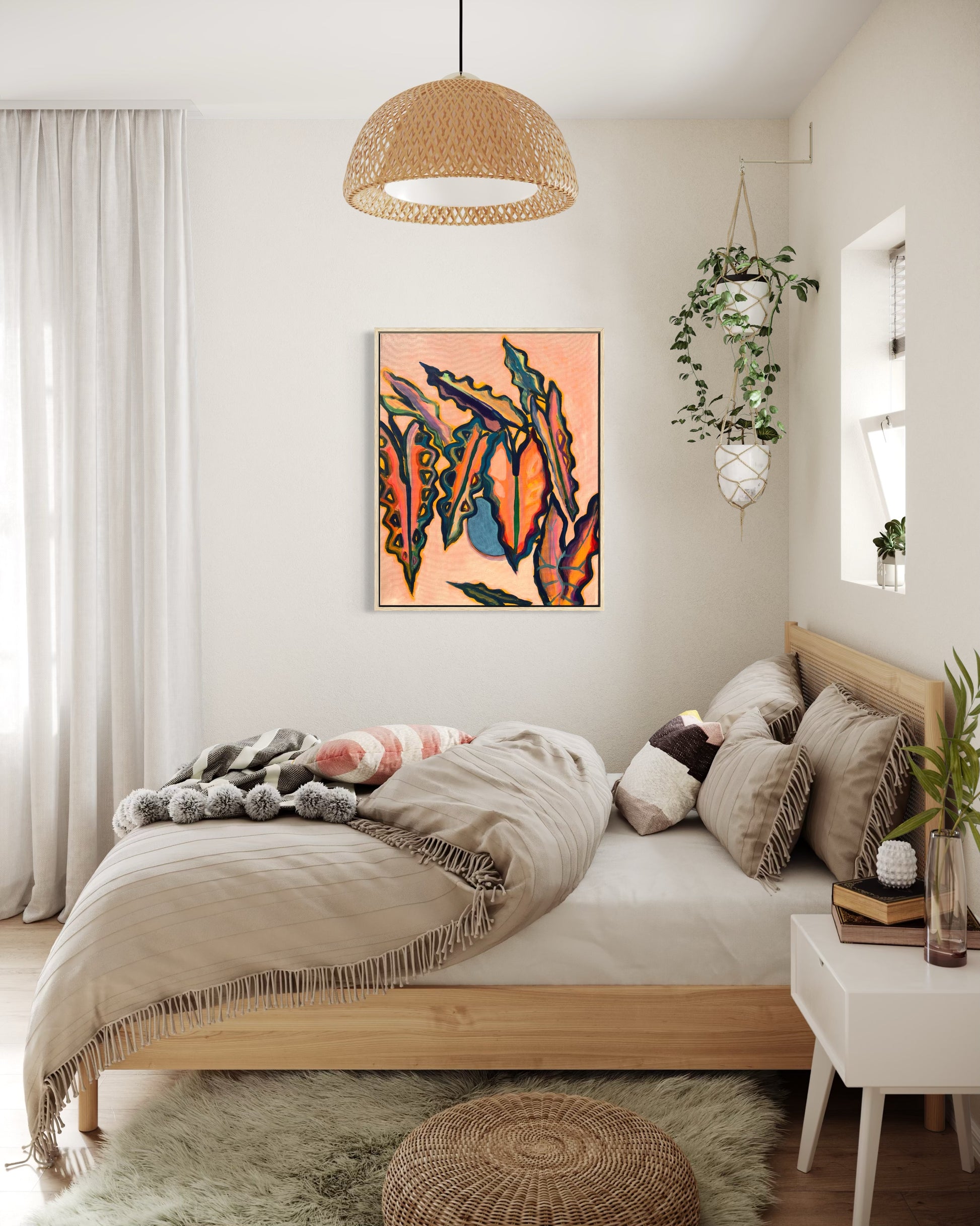 Alocasia Study artwork by Kathryn Sillince, 66cm x 82cm, featuring detailed botanical illustration of Alocasia plant.
