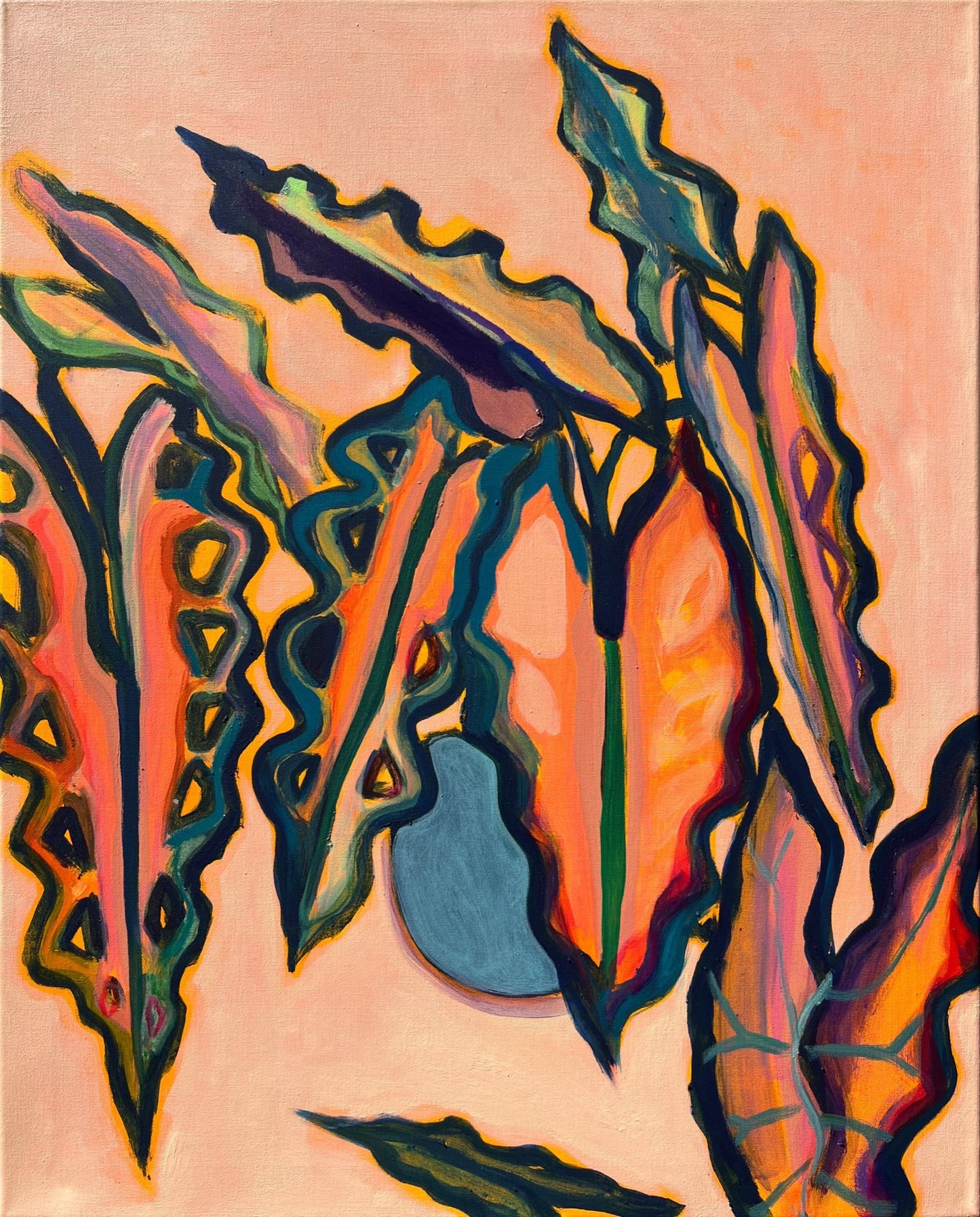 Alocasia Study artwork by Kathryn Sillince, featuring detailed botanical illustration with vibrant green leaves and intricate veins.