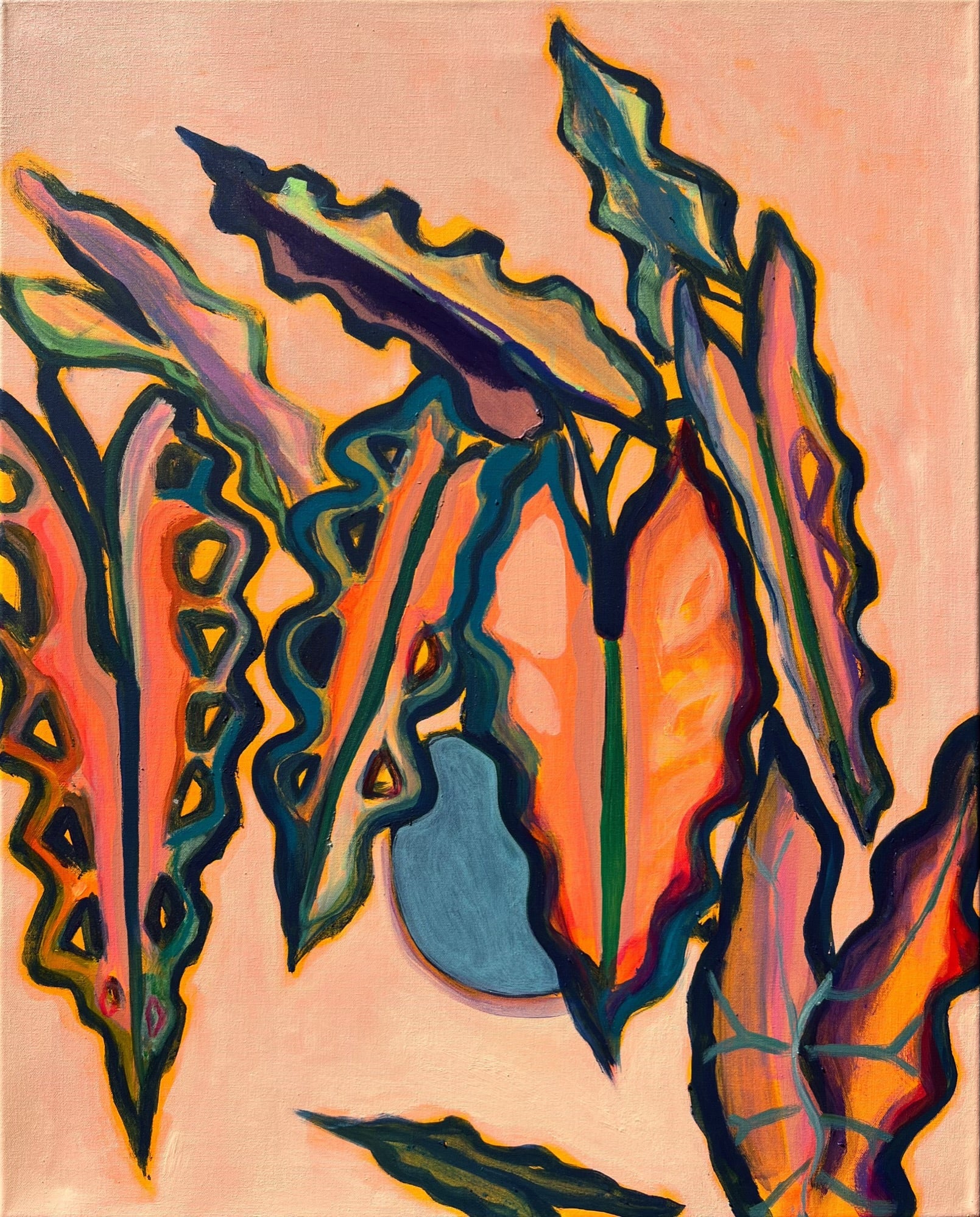 Alocasia Study artwork by Kathryn Sillince, featuring detailed botanical illustration with vibrant green leaves and intricate veins.