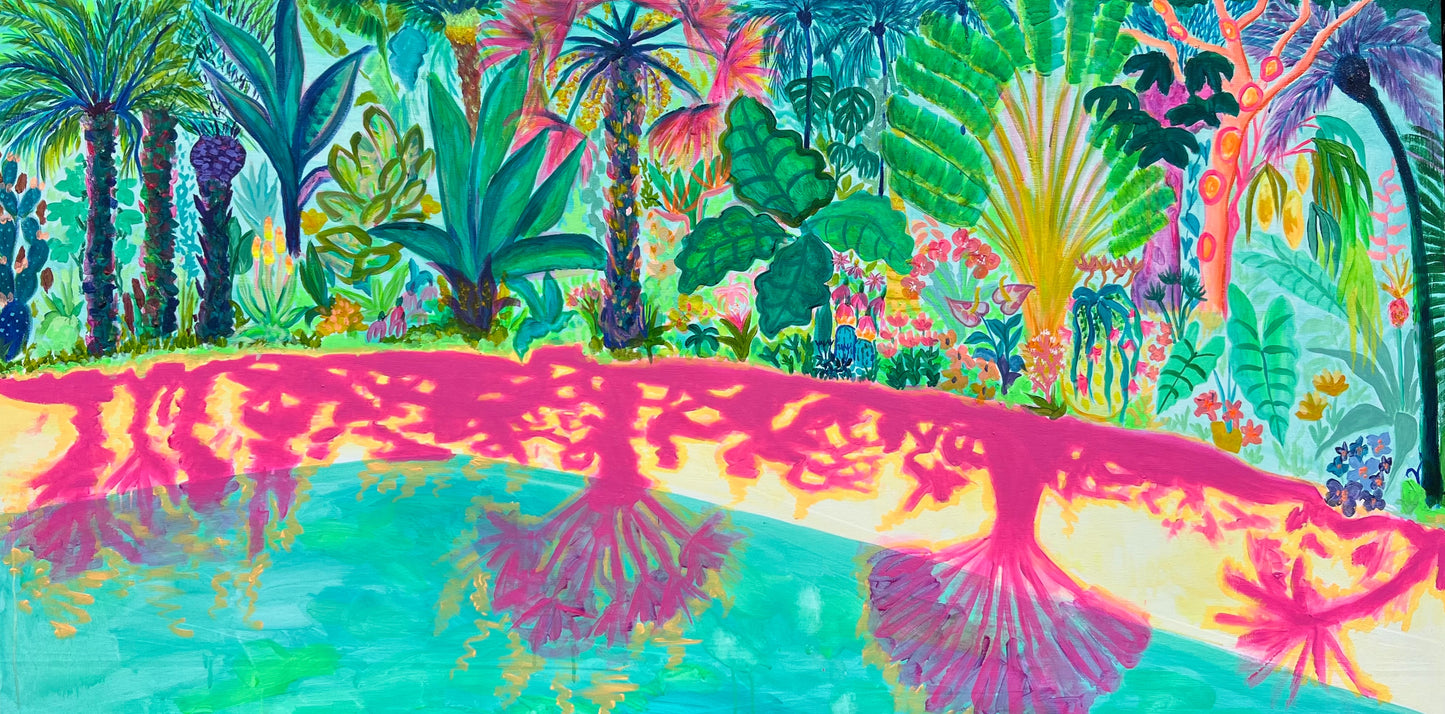 Pink Shadows By The Pool 153cm x 77cm