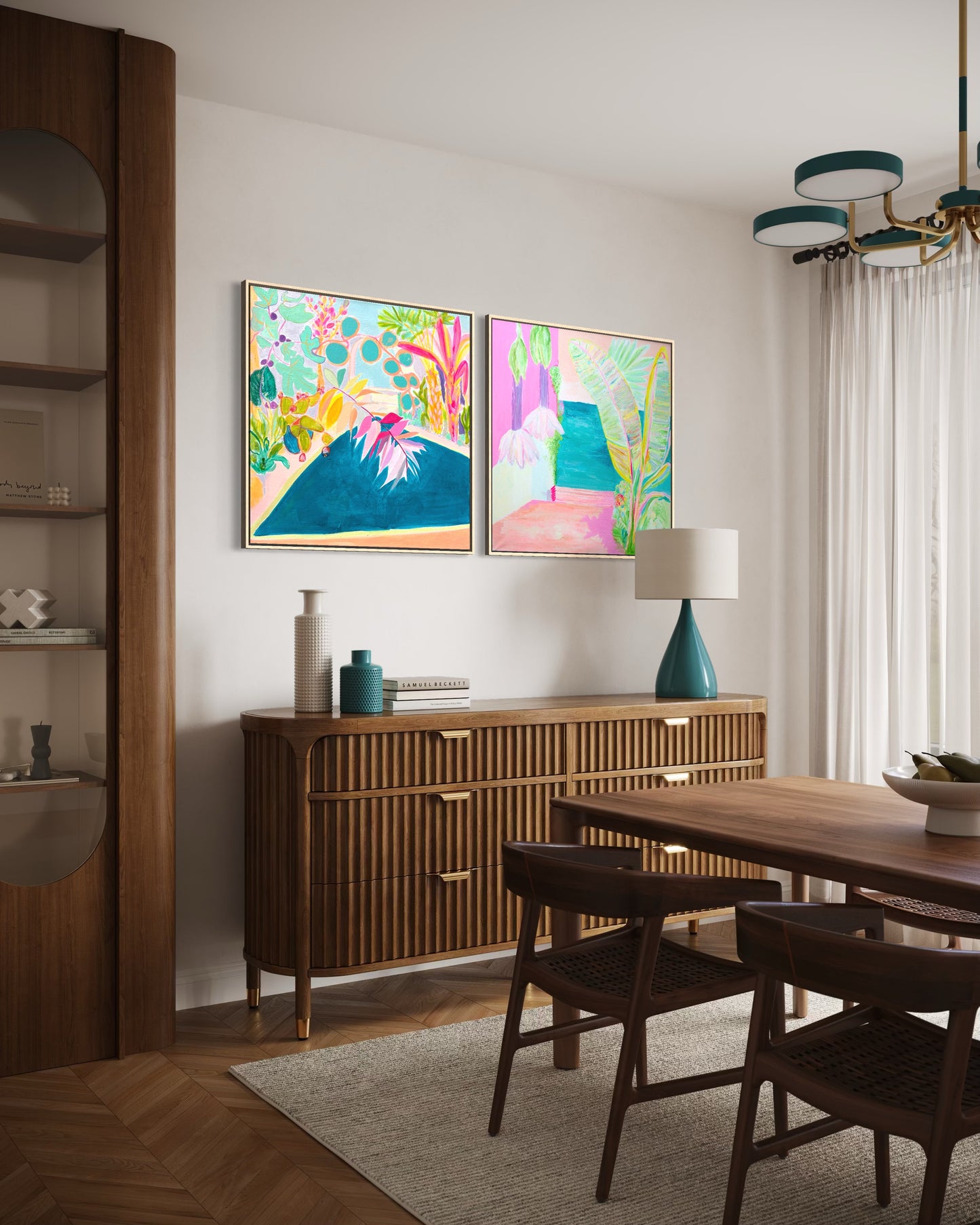 Botanical print set by Kathryn Sillince featuring 'Endless Summer By The Pool' and 'Vacation Anticipation' artwork images