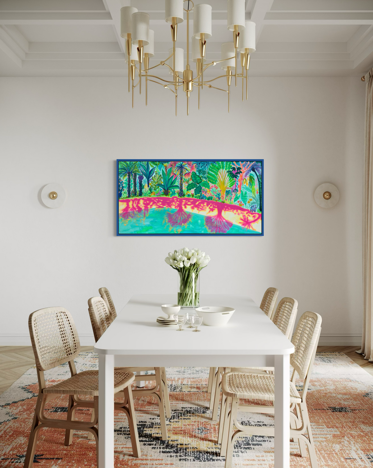 Pink Shadows By The Pool 153cm x 77cm