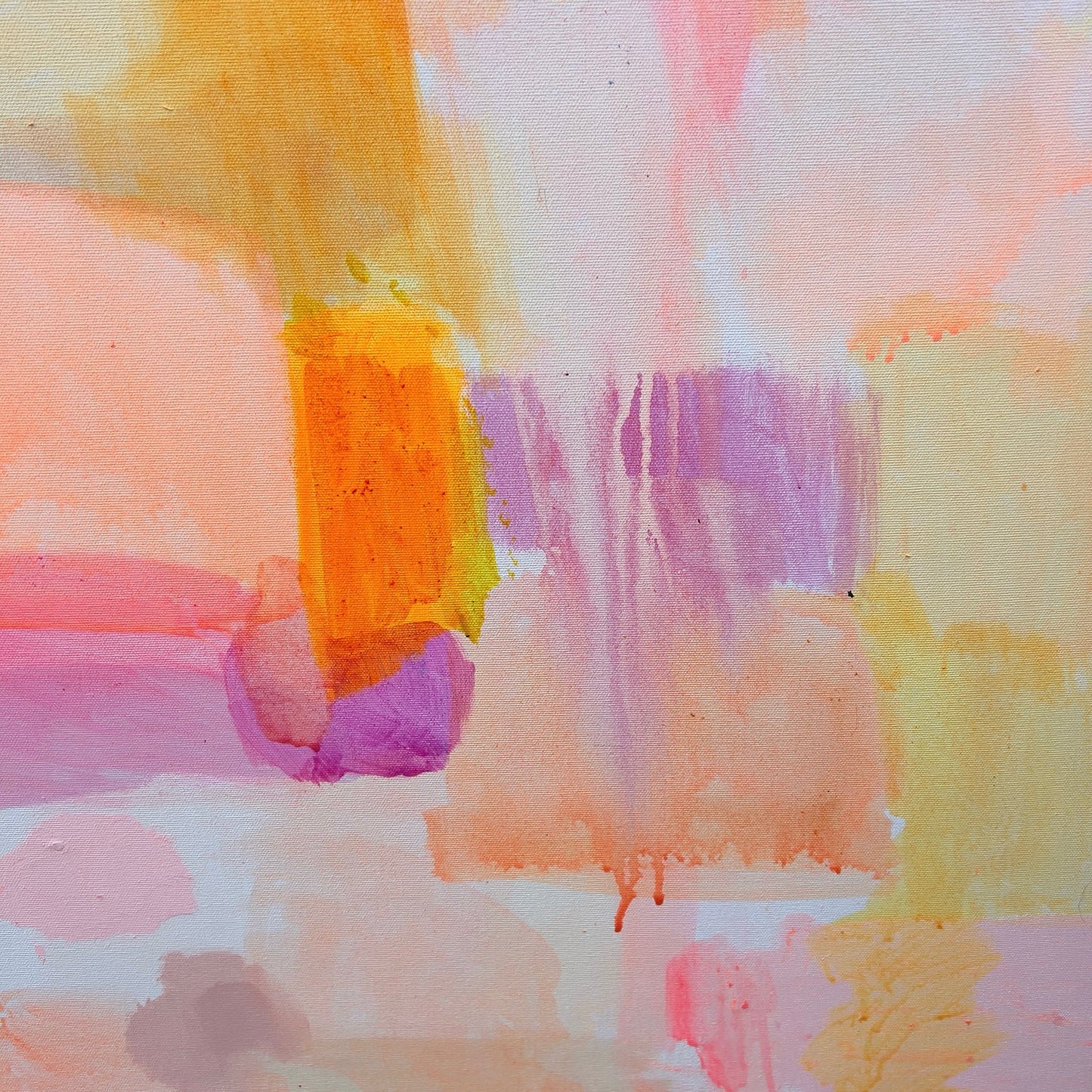 Kathryn Sillince Artist's 90cm x 90cm artwork titled "So Many Things To Look Forward To" displayed on a wall.
