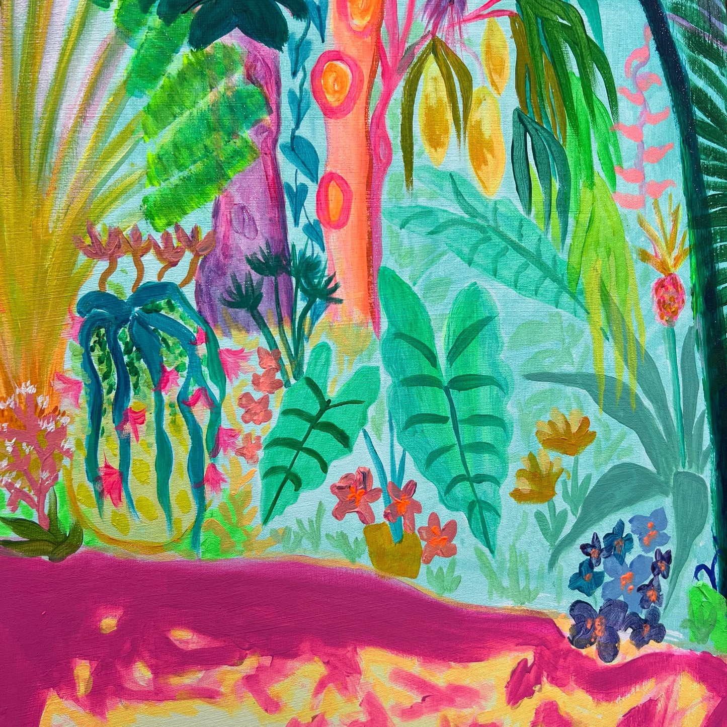 Pink Shadows By The Pool 153cm x 77cm