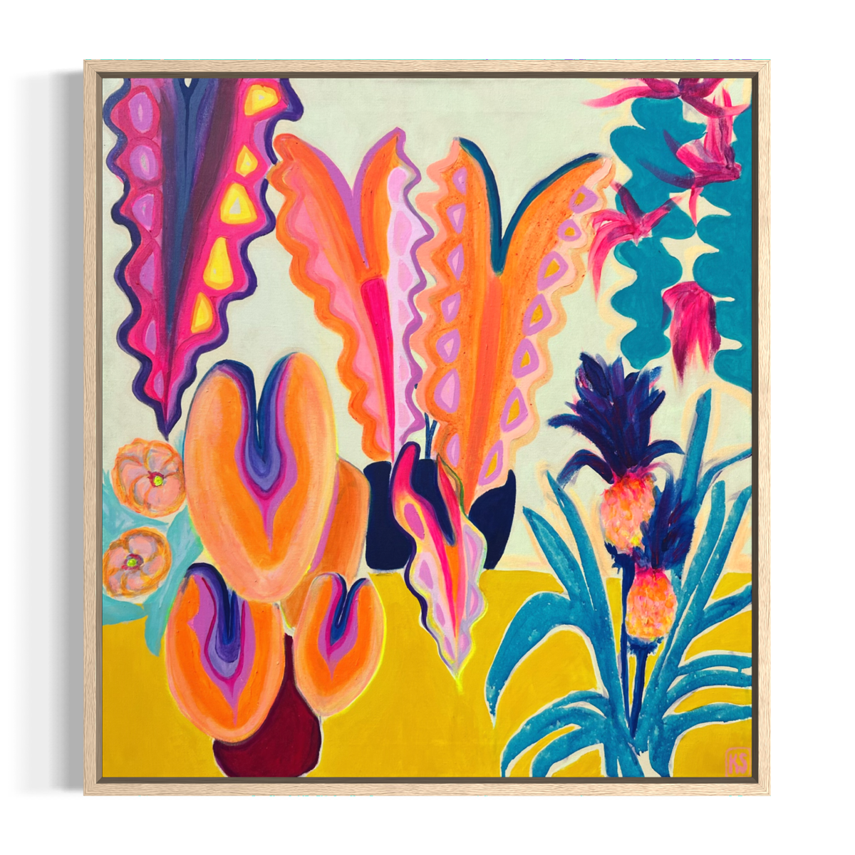 Alocasia Study V canvas print by Printumo featuring a detailed botanical illustration of Alocasia plant on textured canvas