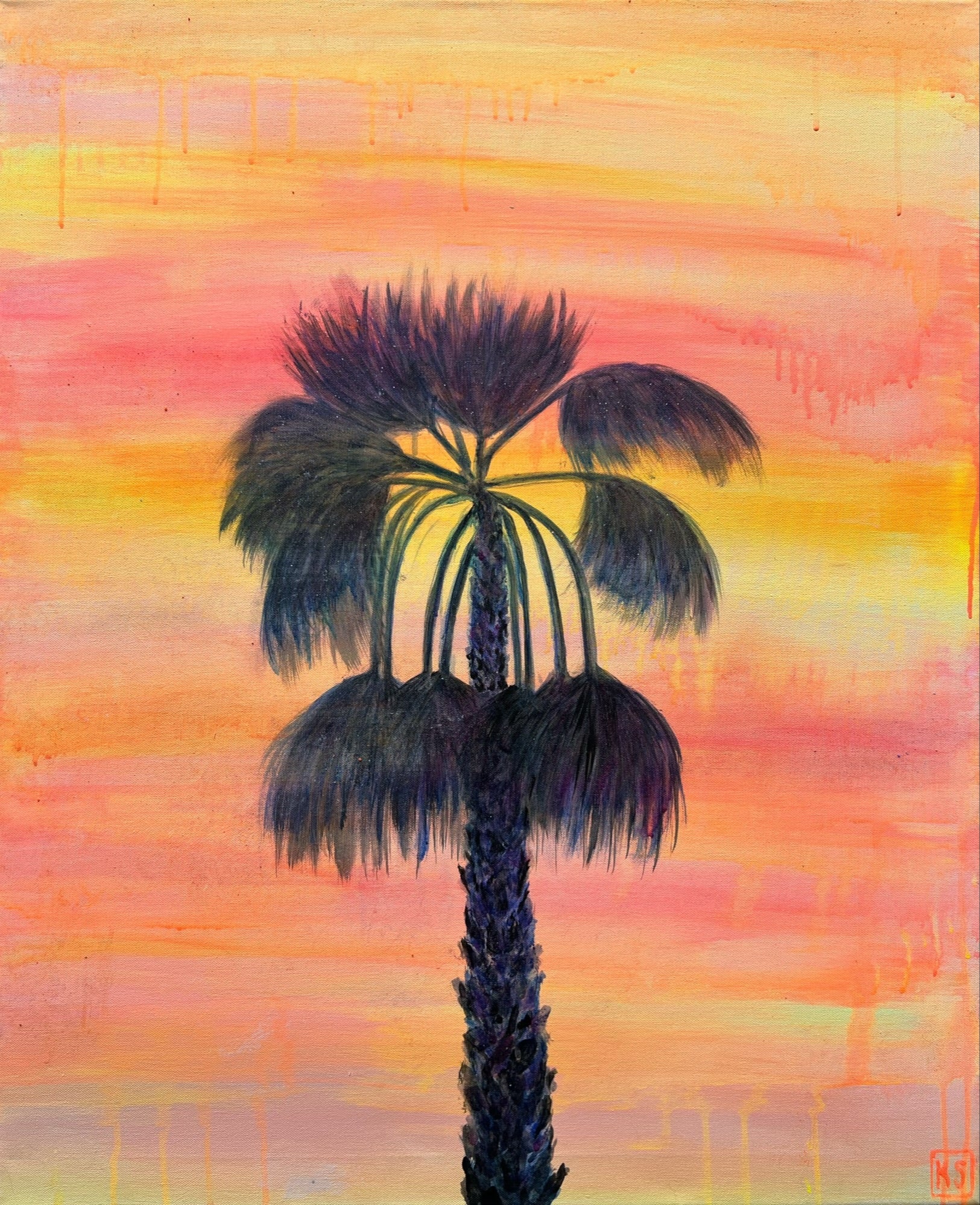 Sunset Solitude art print by Kathryn Sillince, featuring a serene sunset scene in 66cm by 81cm size.