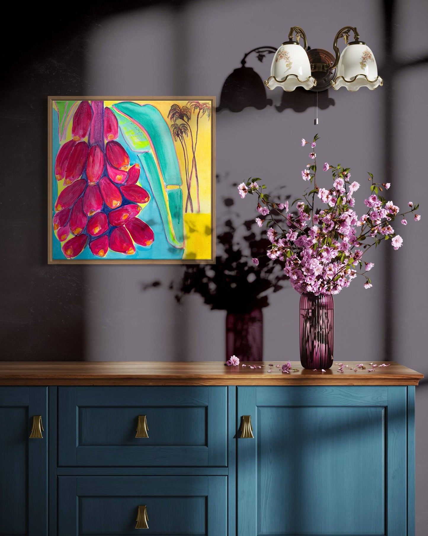 'Musa Velutina at Sunset'  51cm x 51cm - Kathryn Sillince Artist