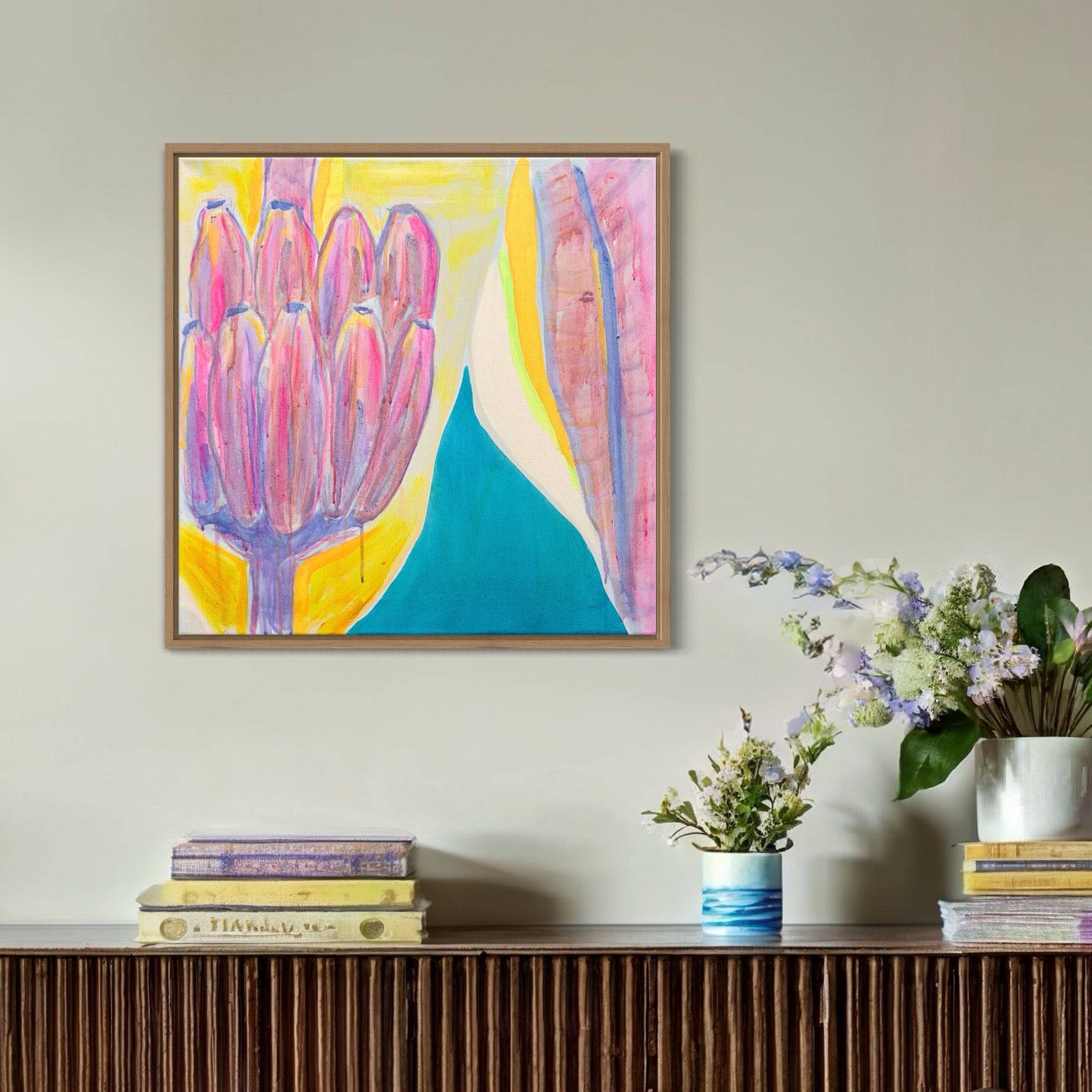 'Purple and Yellow Banana Study'  51cm x 51cm - Kathryn Sillince Artist
