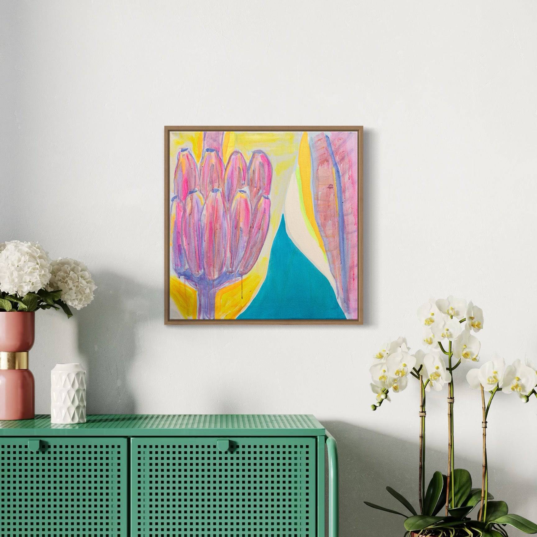 'Purple and Yellow Banana Study'  51cm x 51cm - Kathryn Sillince Artist