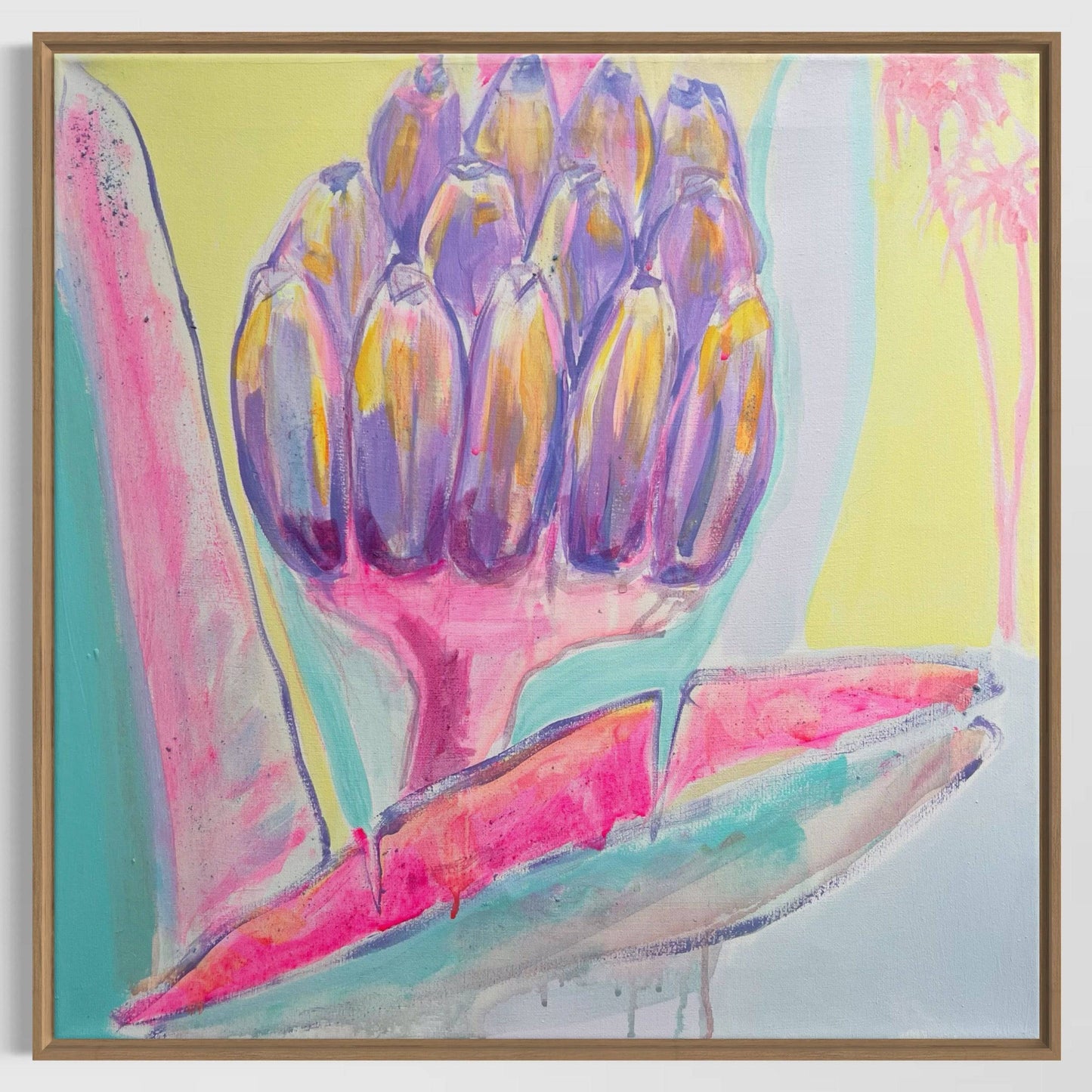 'Pink and Blue Banana Study'  51cm x 51cm - Kathryn Sillince Artist