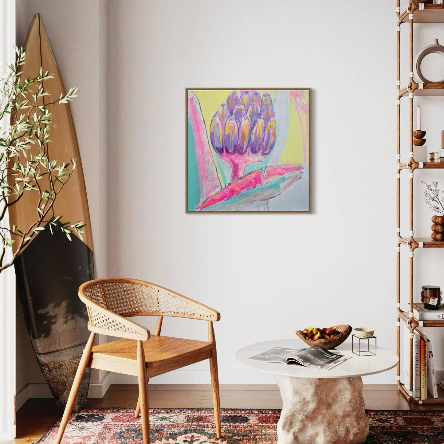 'Pink and Blue Banana Study'  51cm x 51cm - Kathryn Sillince Artist