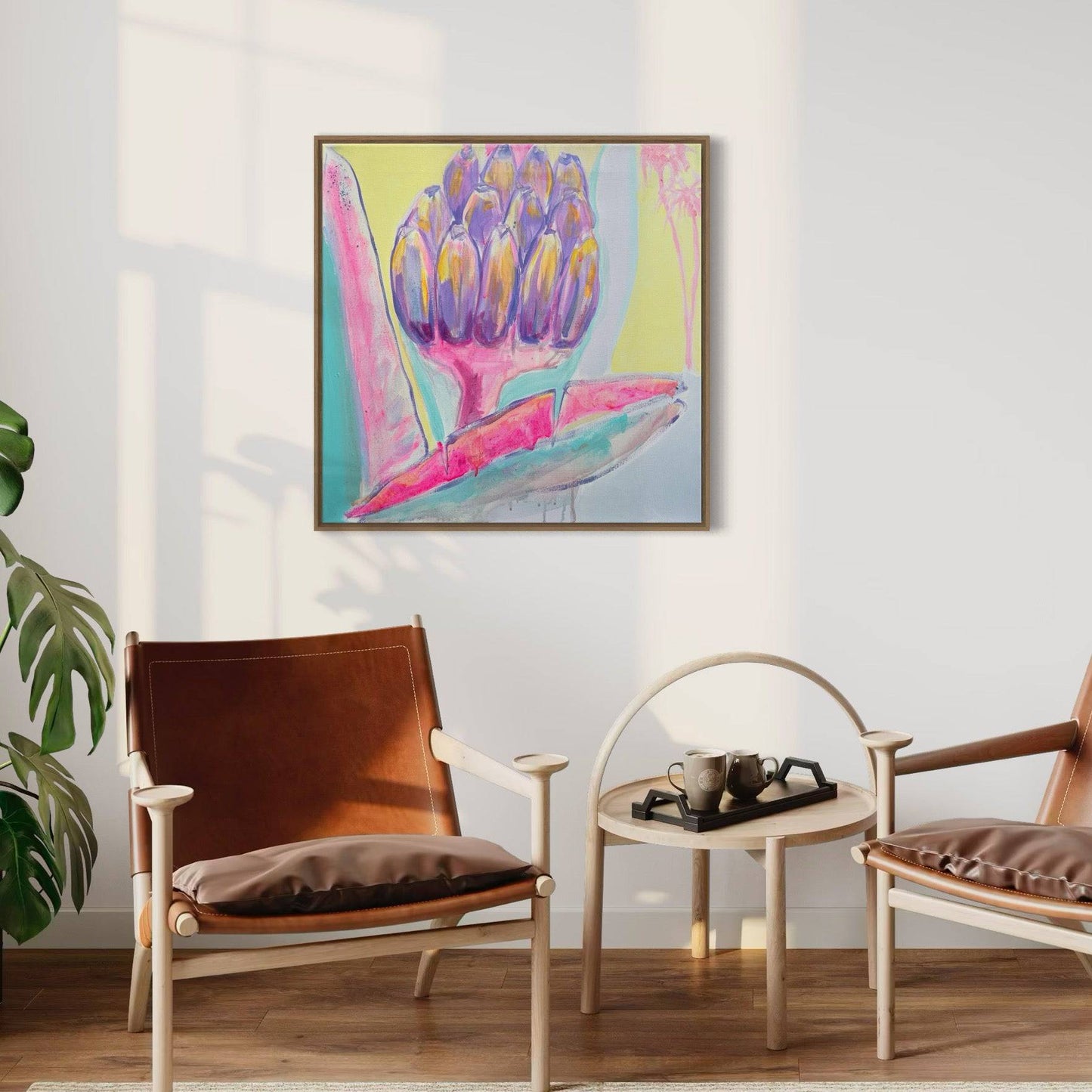 'Pink and Blue Banana Study'  51cm x 51cm - Kathryn Sillince Artist