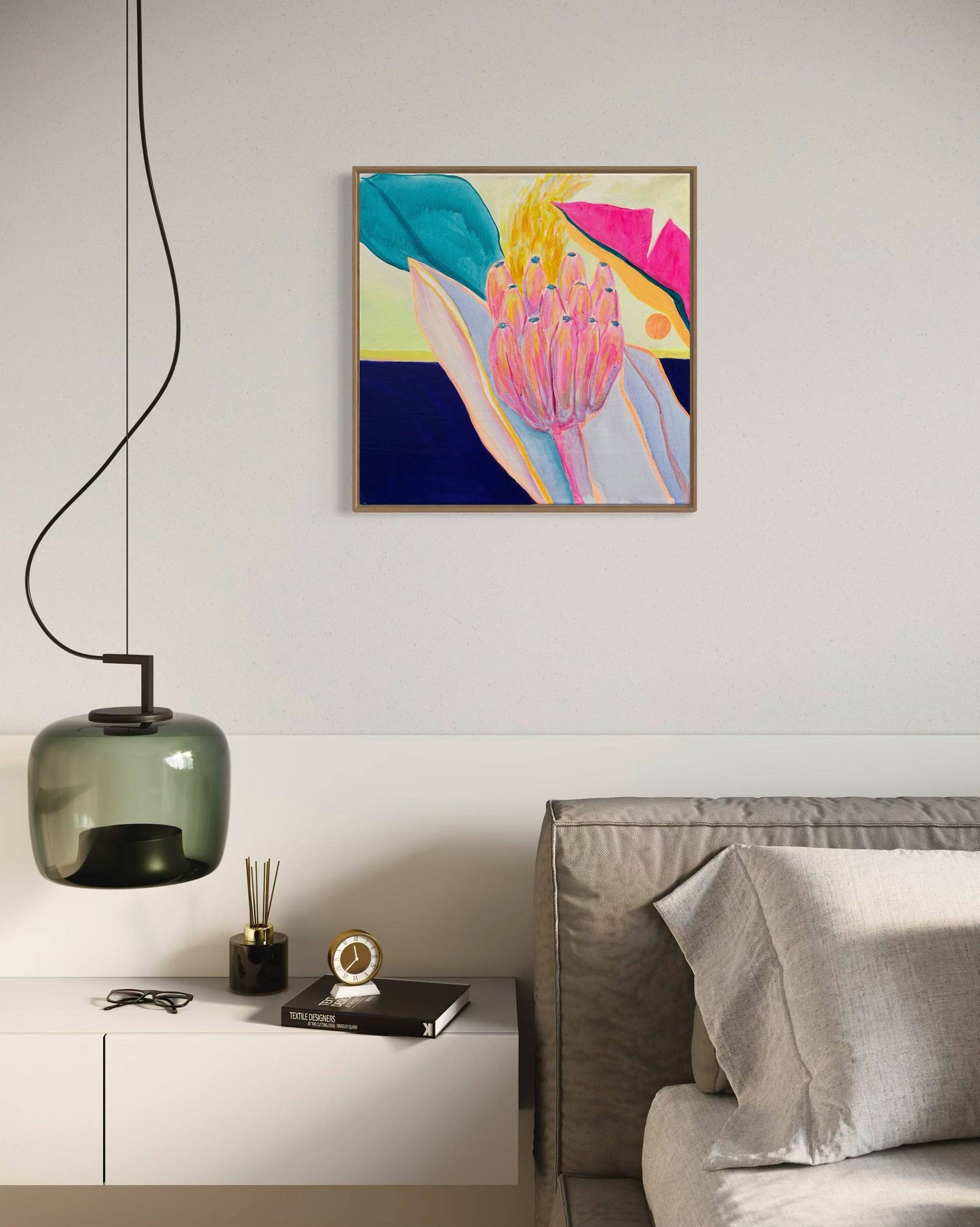 'Pink Neon Banana Study'  51cm x 51cm - Kathryn Sillince Artist