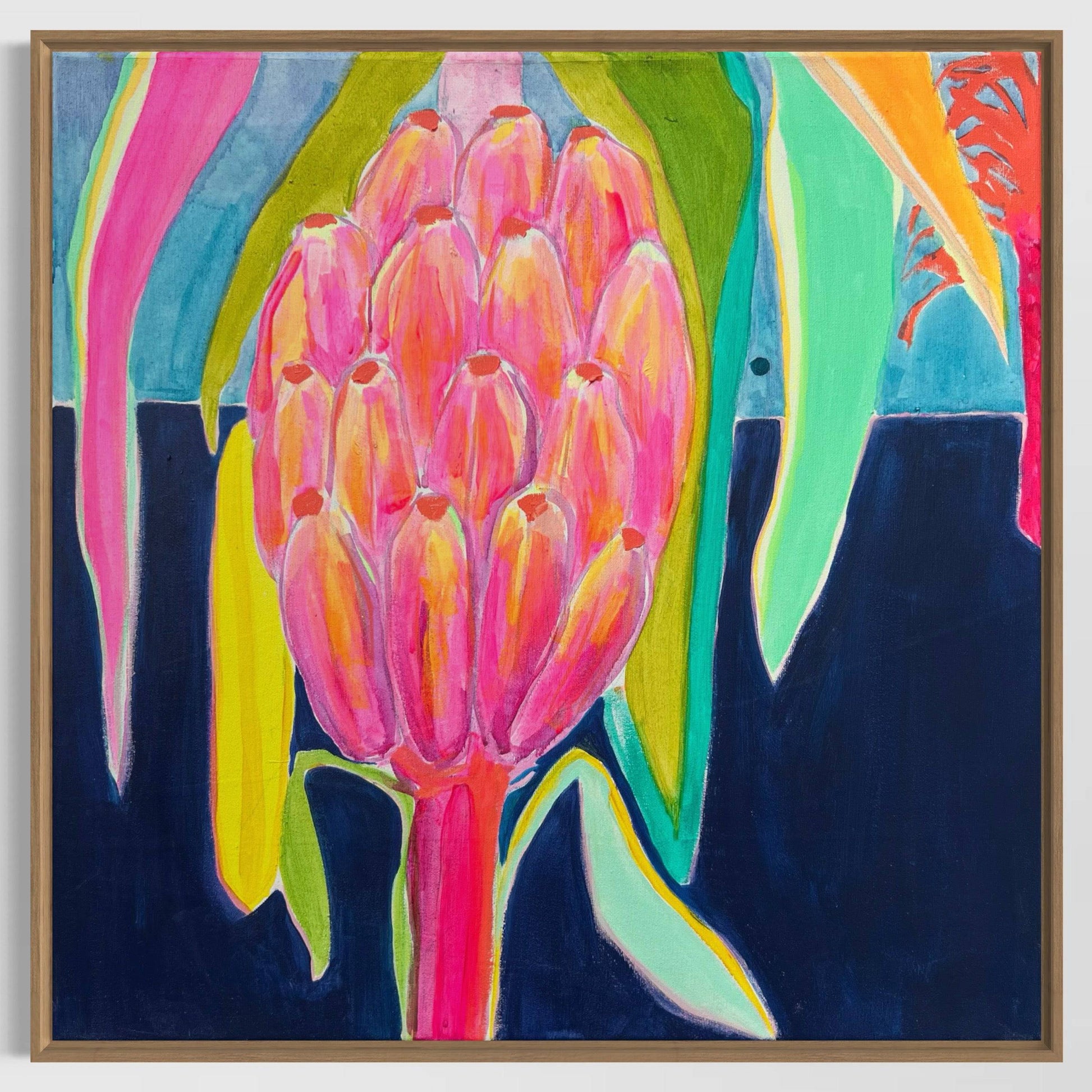 'Pink Bananas at Dusk'  51cm x 51cm - Kathryn Sillince Artist