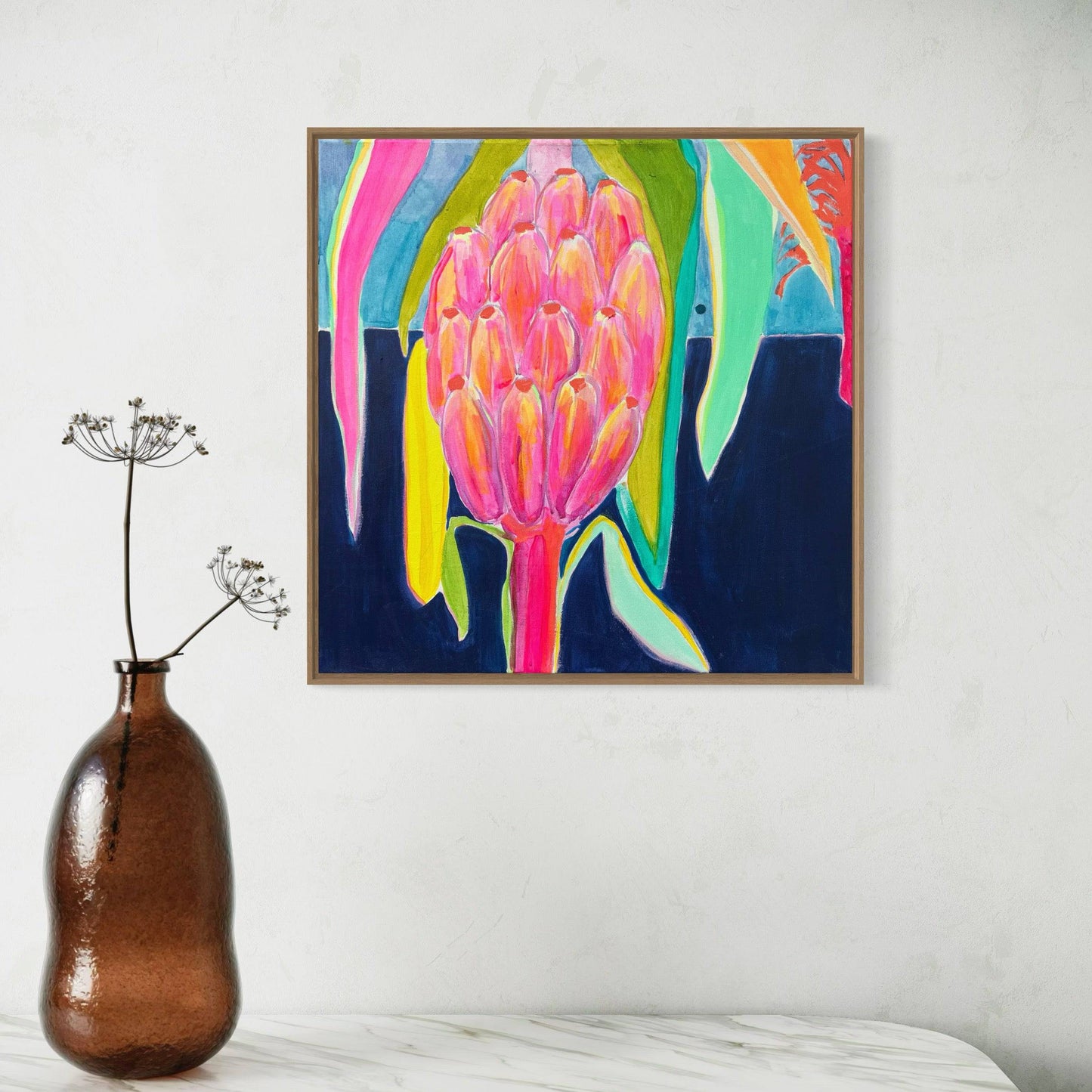 'Pink Bananas at Dusk'  51cm x 51cm - Kathryn Sillince Artist