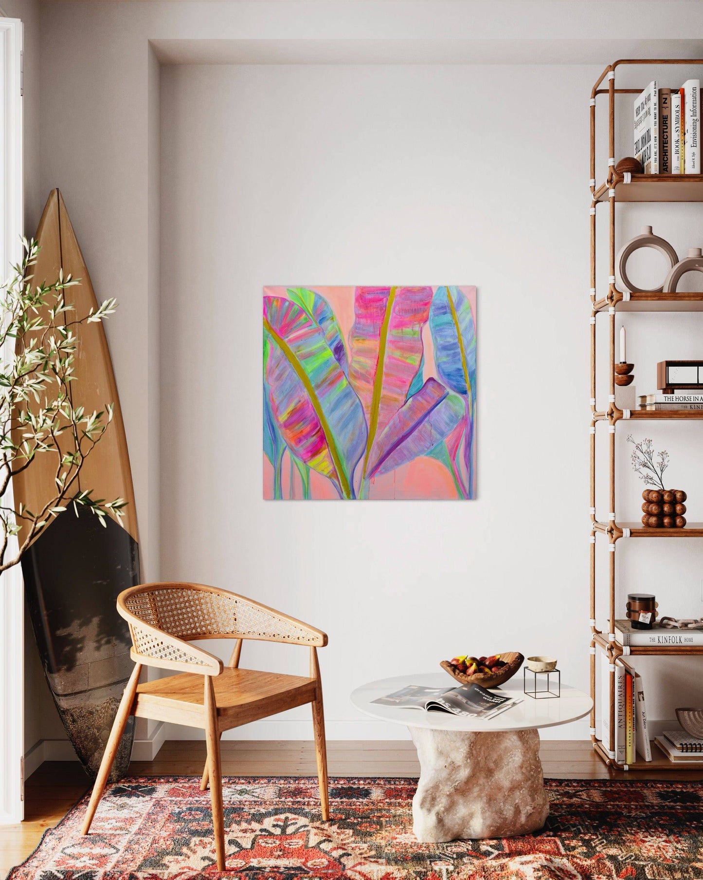 'Rainbow Banana Leaves II'  90cm x 90cm - Kathryn Sillince Artist