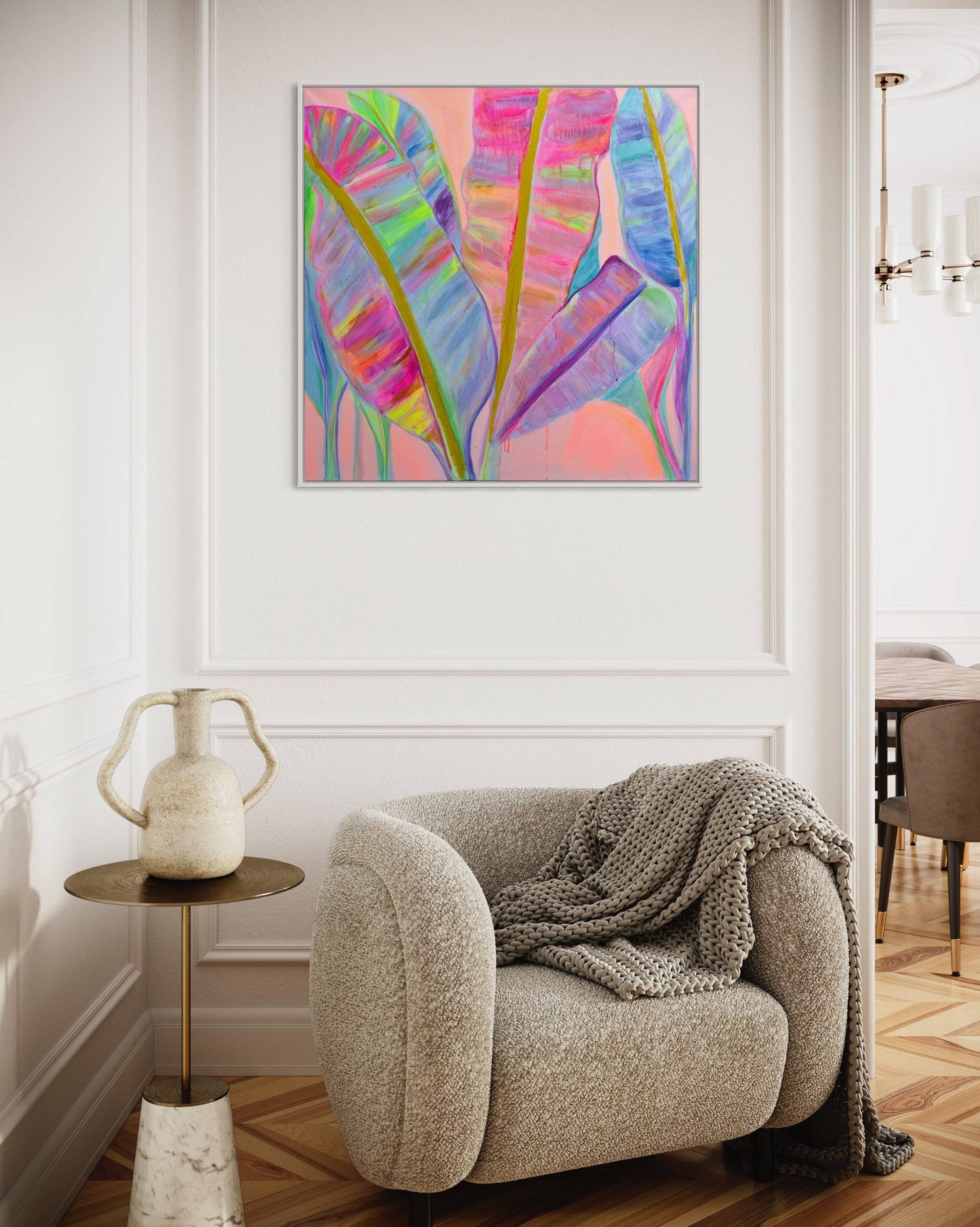 'Rainbow Banana Leaves II'  90cm x 90cm - Kathryn Sillince Artist
