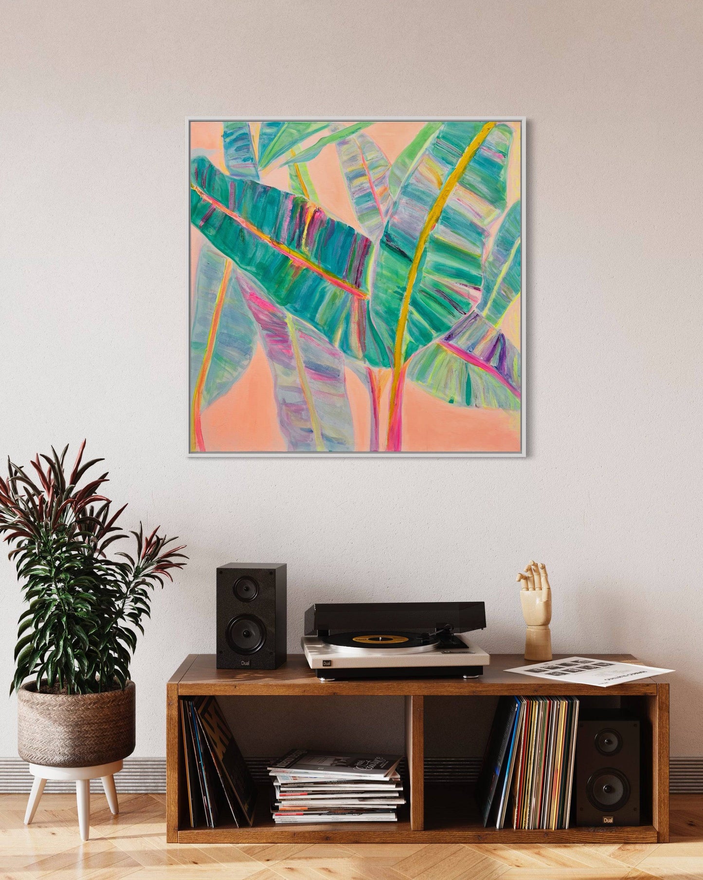 'Rainbow Banana Leaves'  90cm x 90cm - Kathryn Sillince Artist