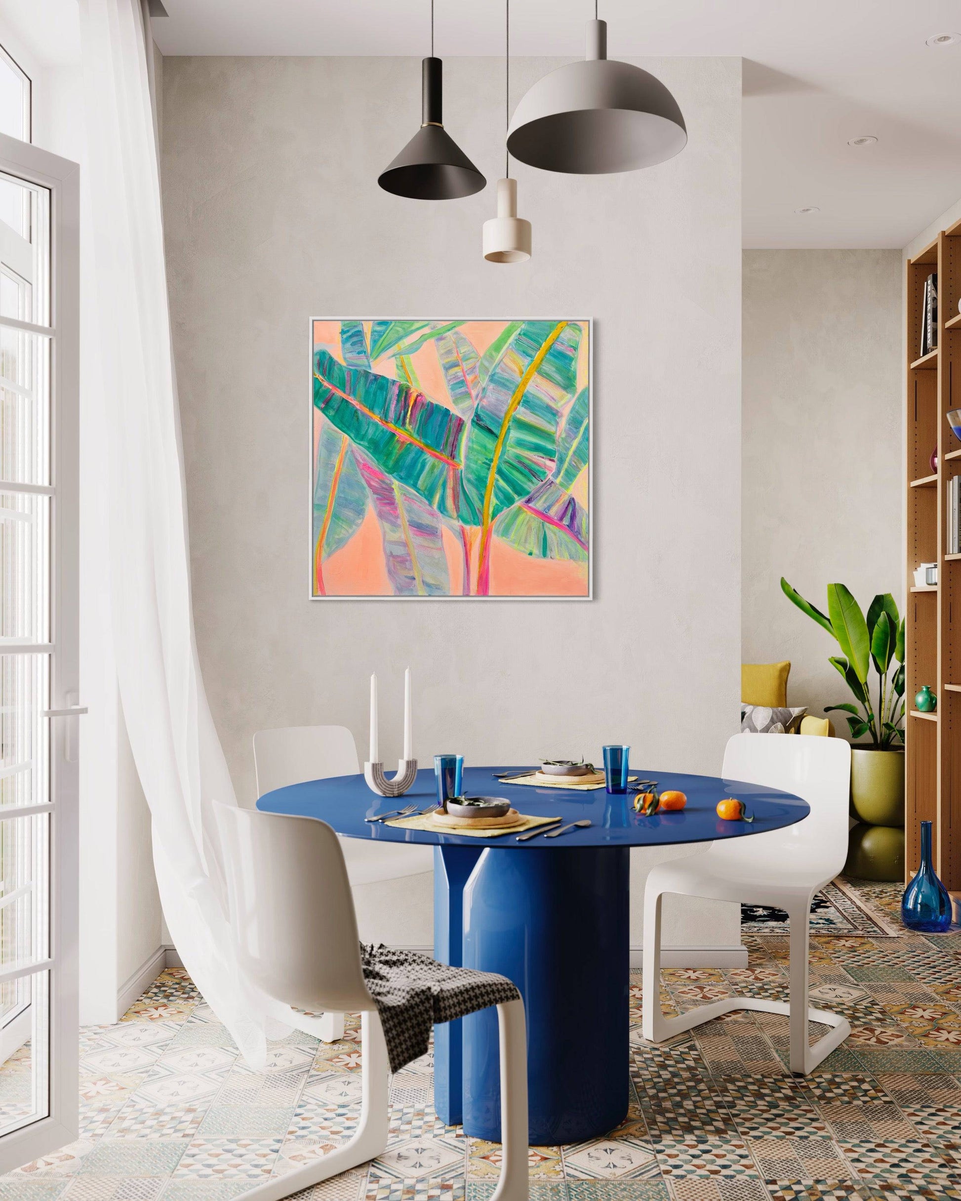 'Rainbow Banana Leaves'  90cm x 90cm - Kathryn Sillince Artist