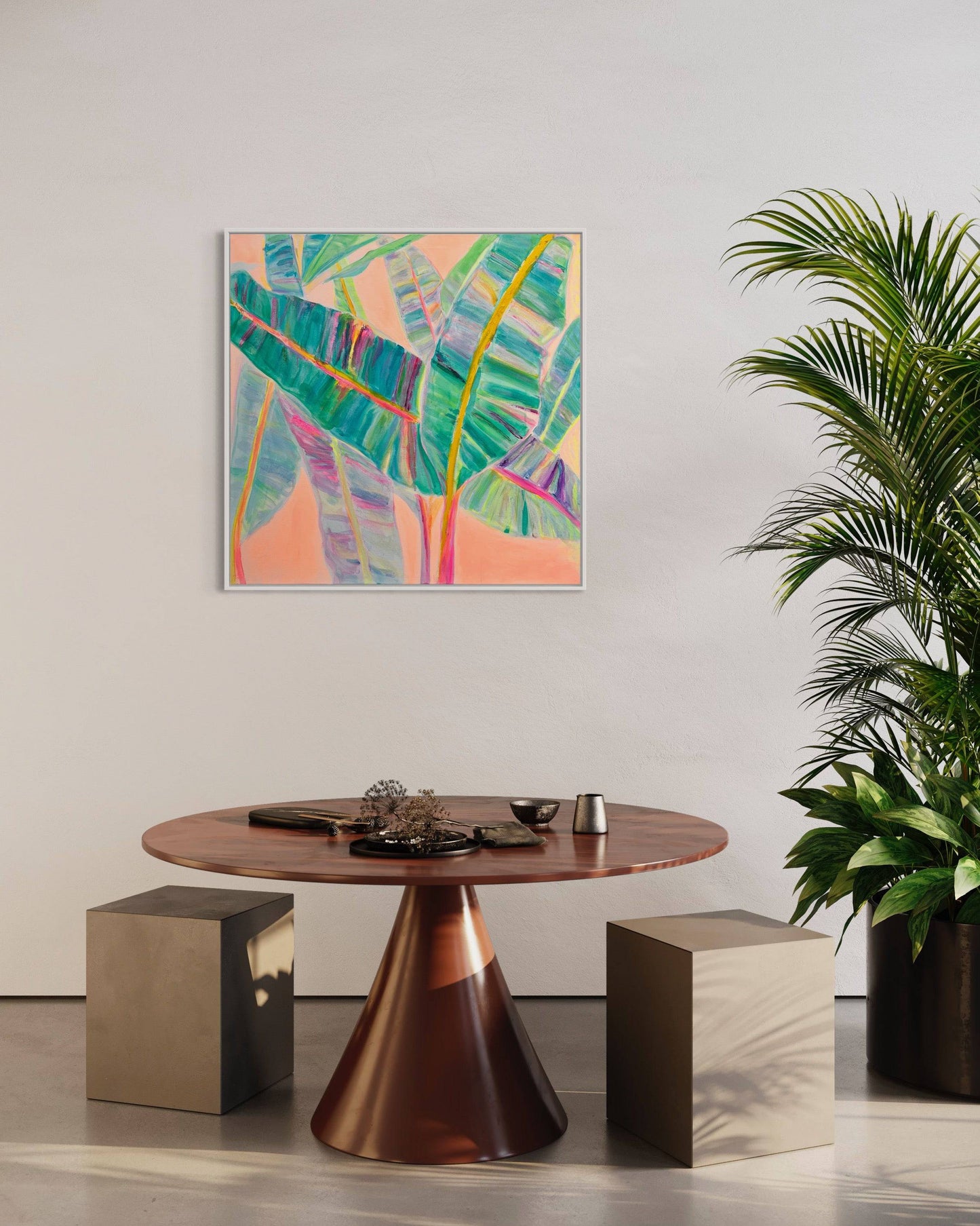 'Rainbow Banana Leaves'  90cm x 90cm - Kathryn Sillince Artist