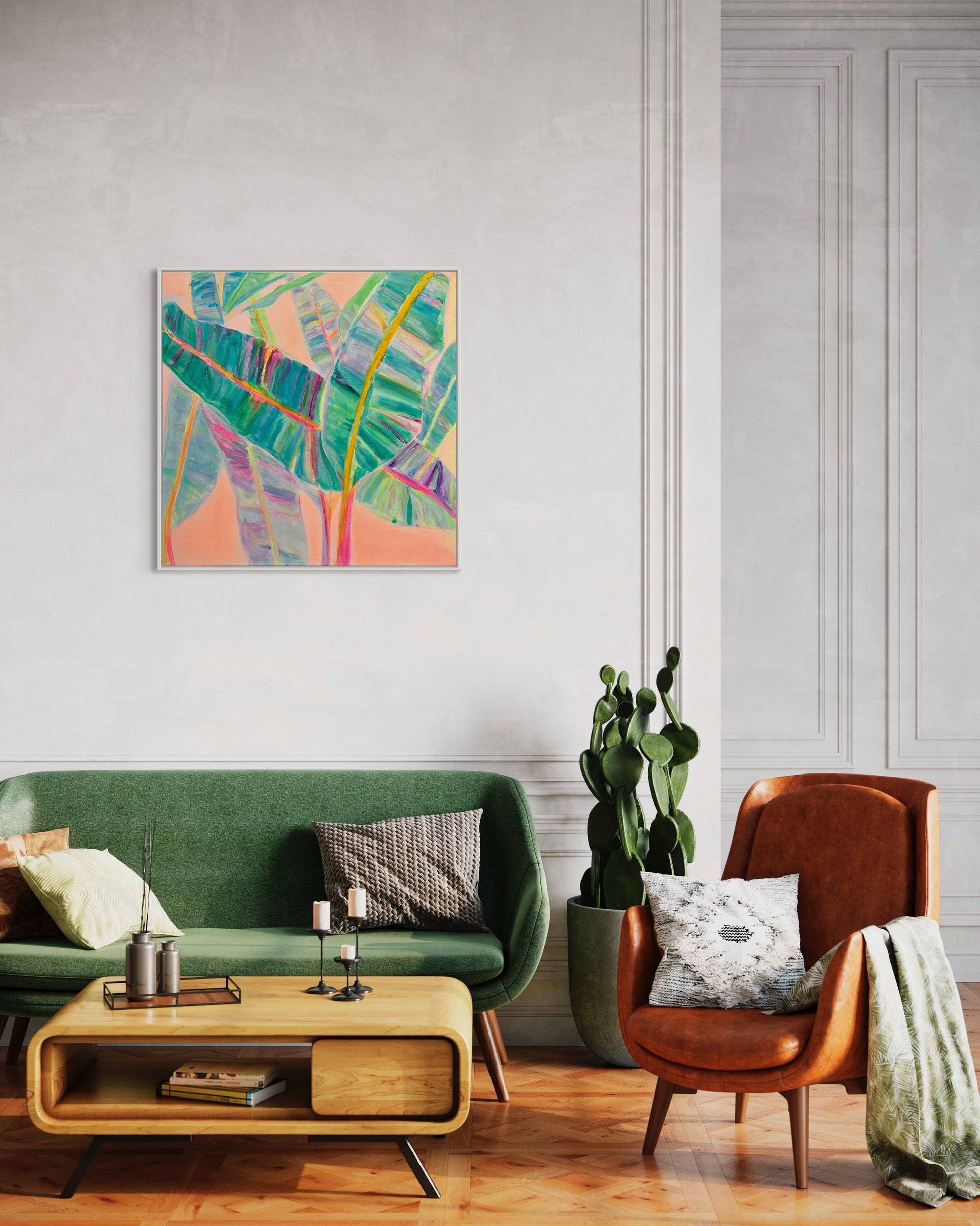 'Rainbow Banana Leaves'  90cm x 90cm - Kathryn Sillince Artist
