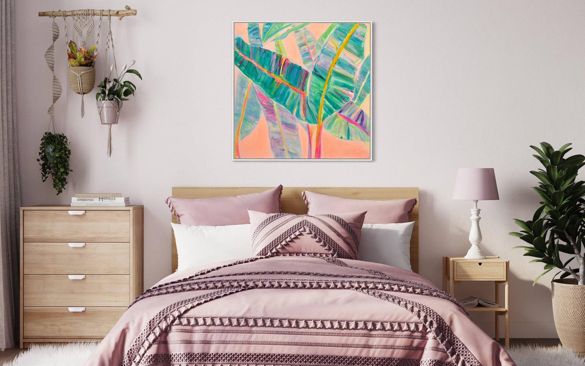 'Rainbow Banana Leaves'  90cm x 90cm - Kathryn Sillince Artist