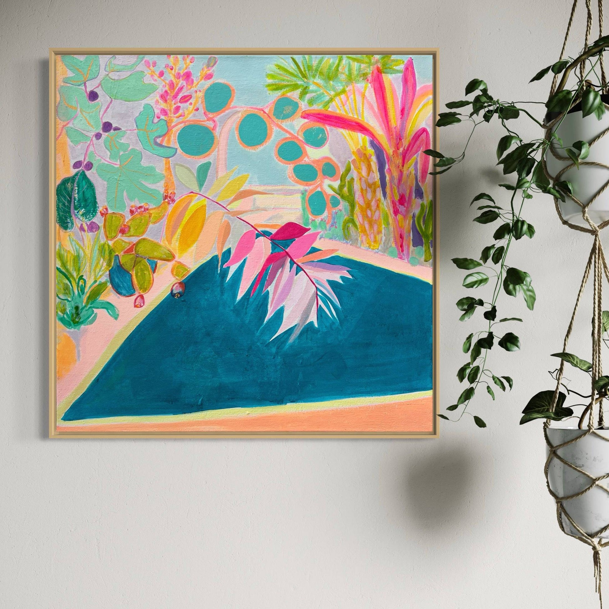 'Endless Summer By The Pool'  60.5cm x 60.5cm - Kathryn Sillince Artist