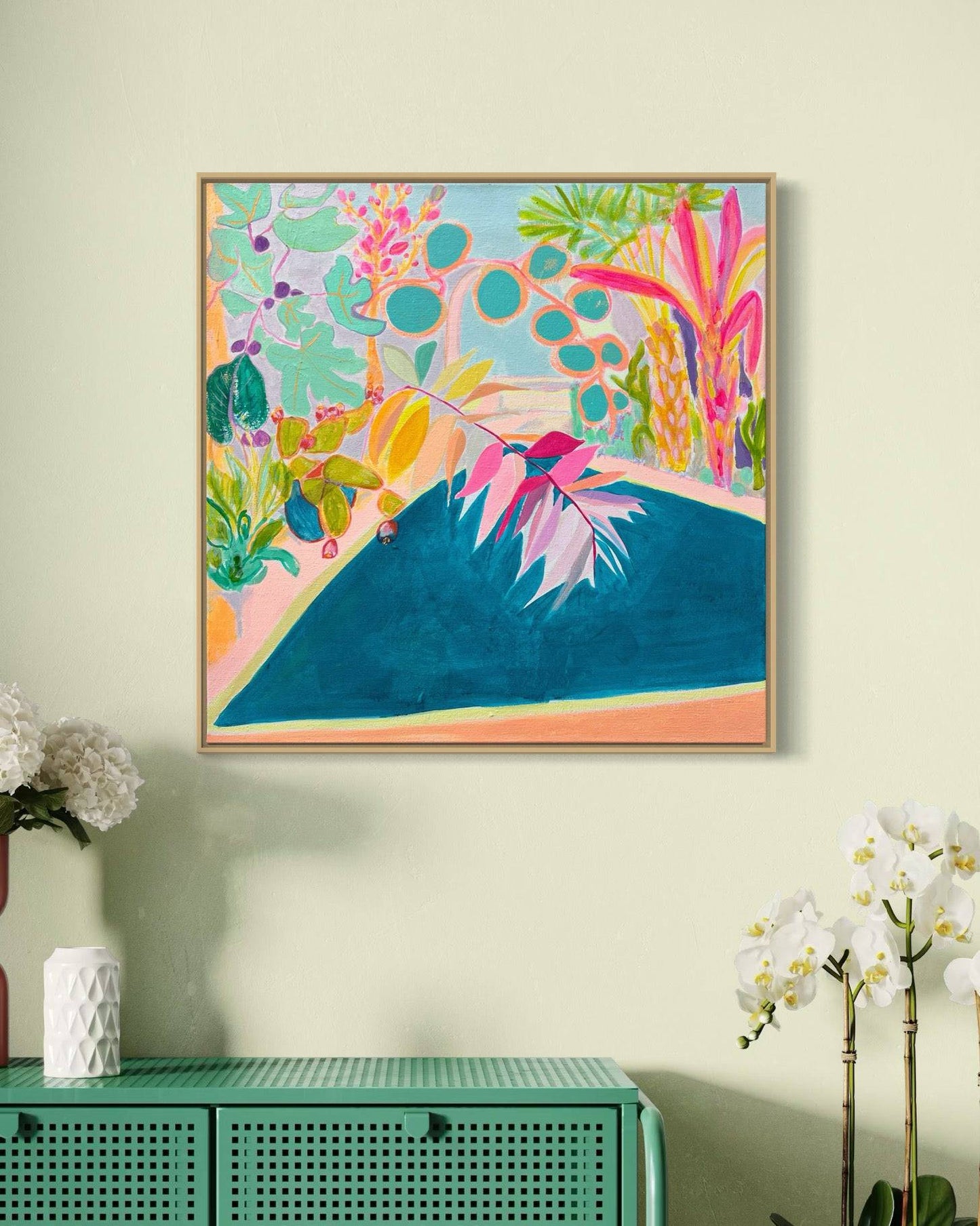 'Endless Summer By The Pool'  60.5cm x 60.5cm - Kathryn Sillince Artist