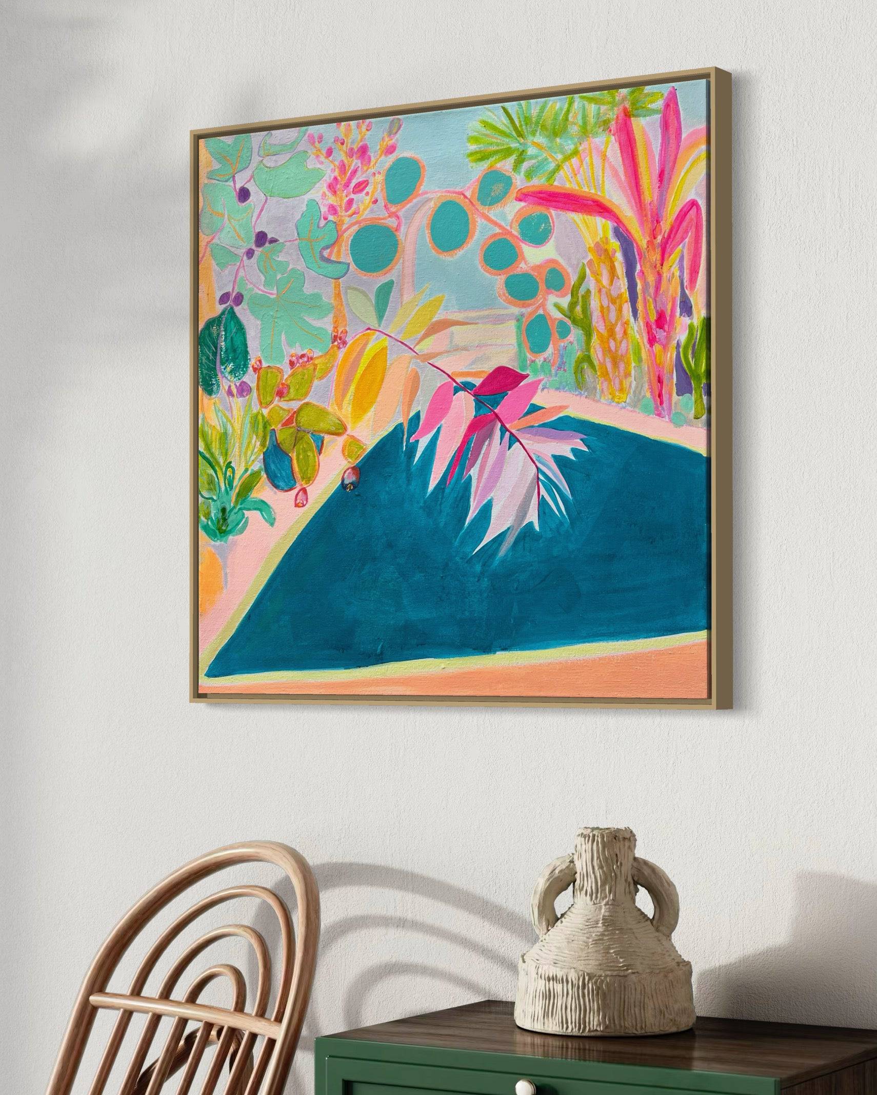 'Endless Summer By The Pool'  60.5cm x 60.5cm - Kathryn Sillince Artist