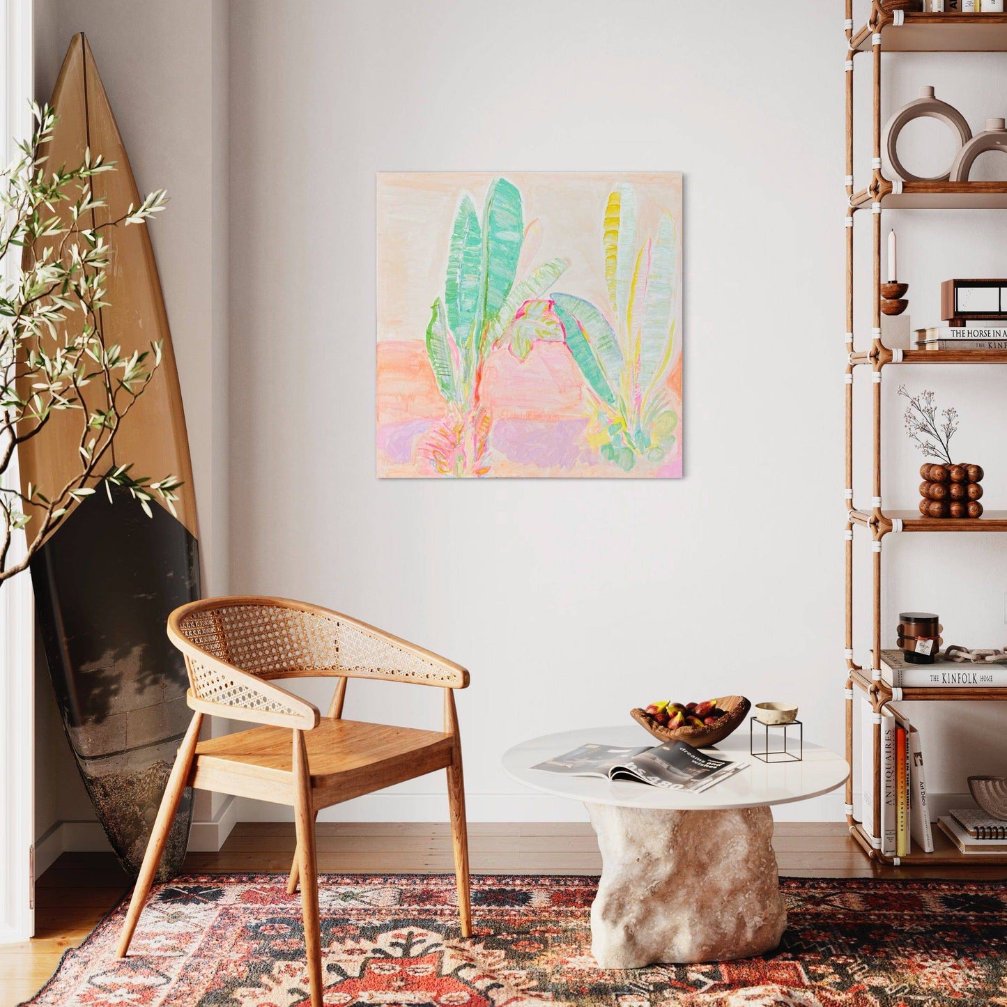 'Red Sunset Banana Leaves Study'  90cm x 90cm - Kathryn Sillince Artist