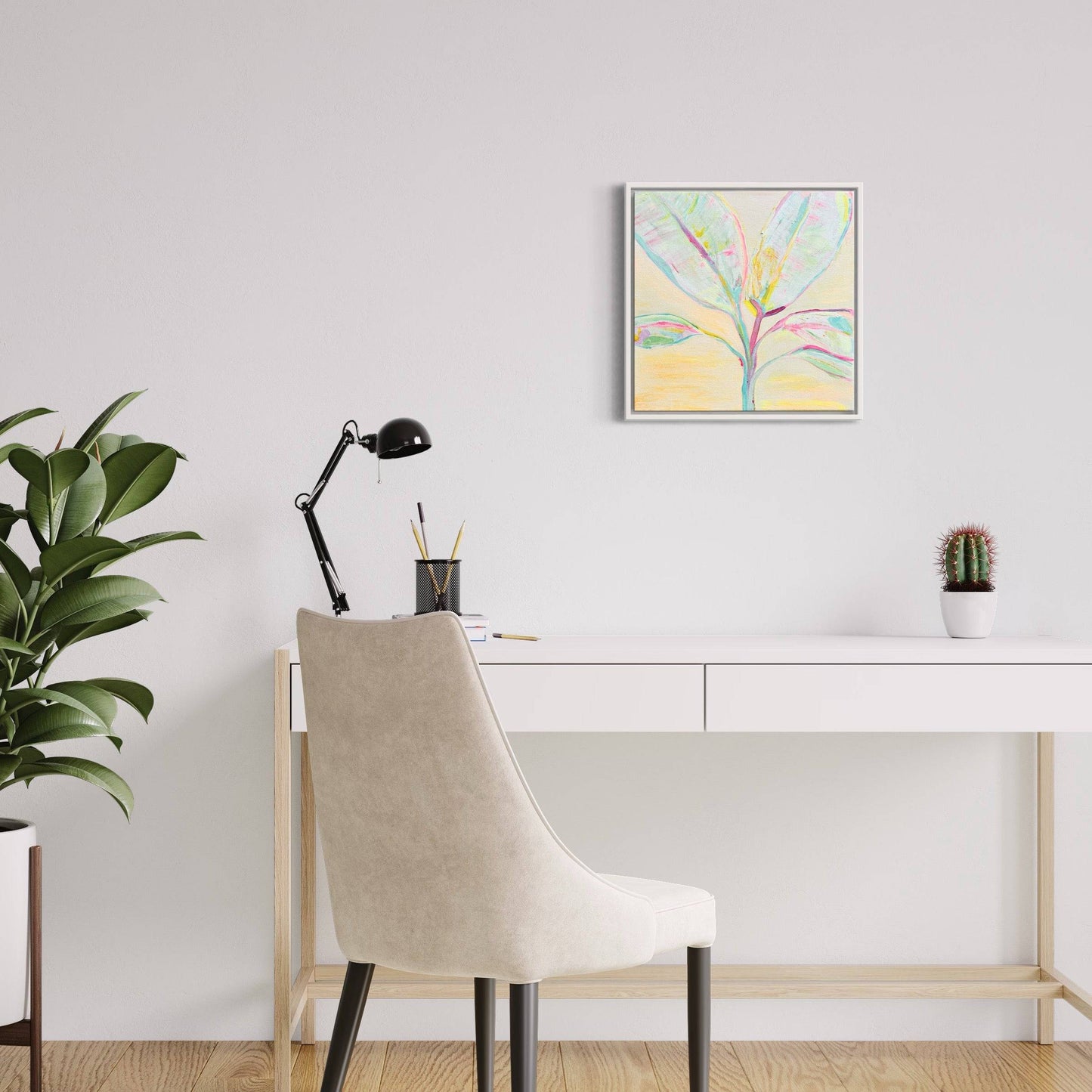 'Pastel Palms'  41cm x 41cm - Kathryn Sillince Artist