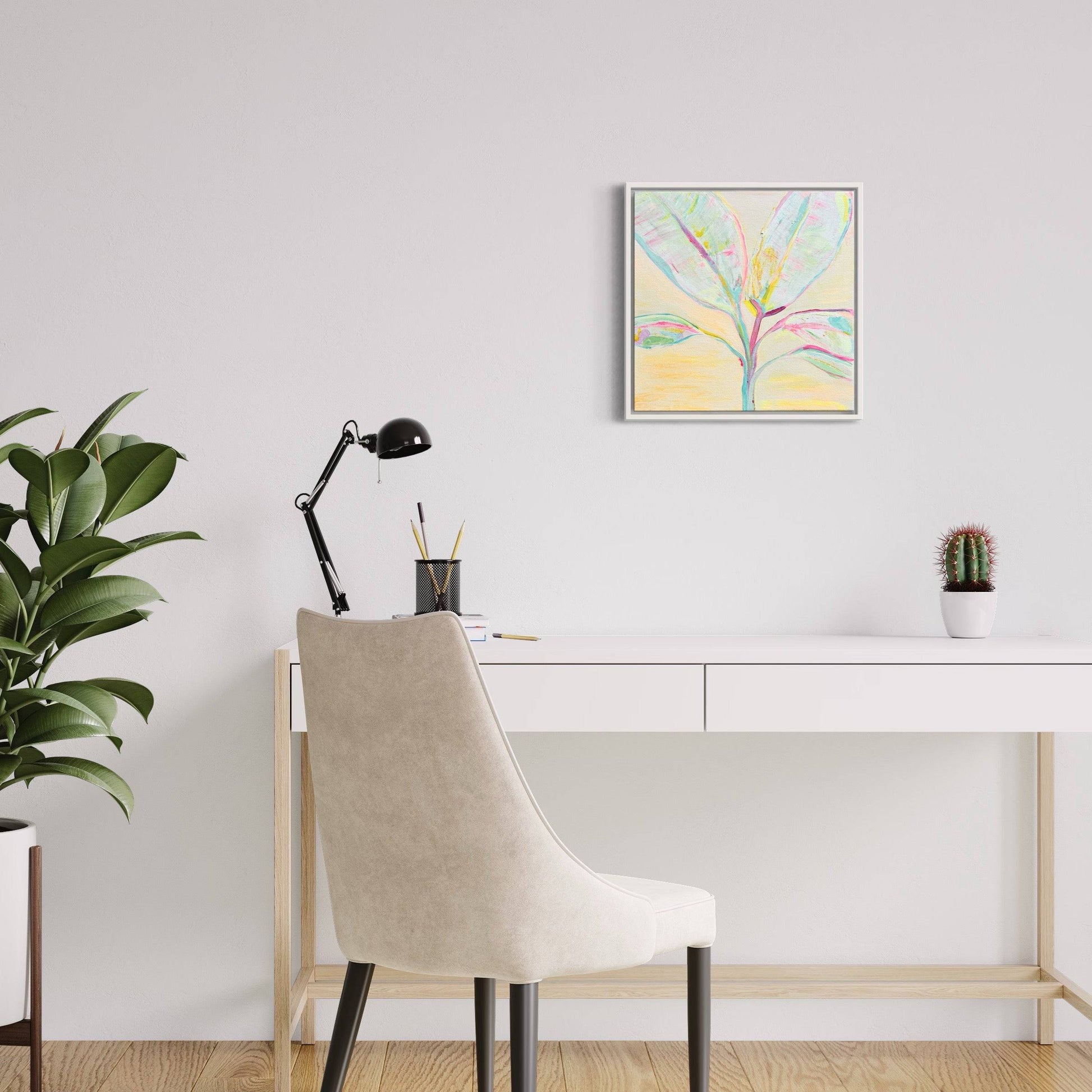 'Pastel Palms'  41cm x 41cm - Kathryn Sillince Artist