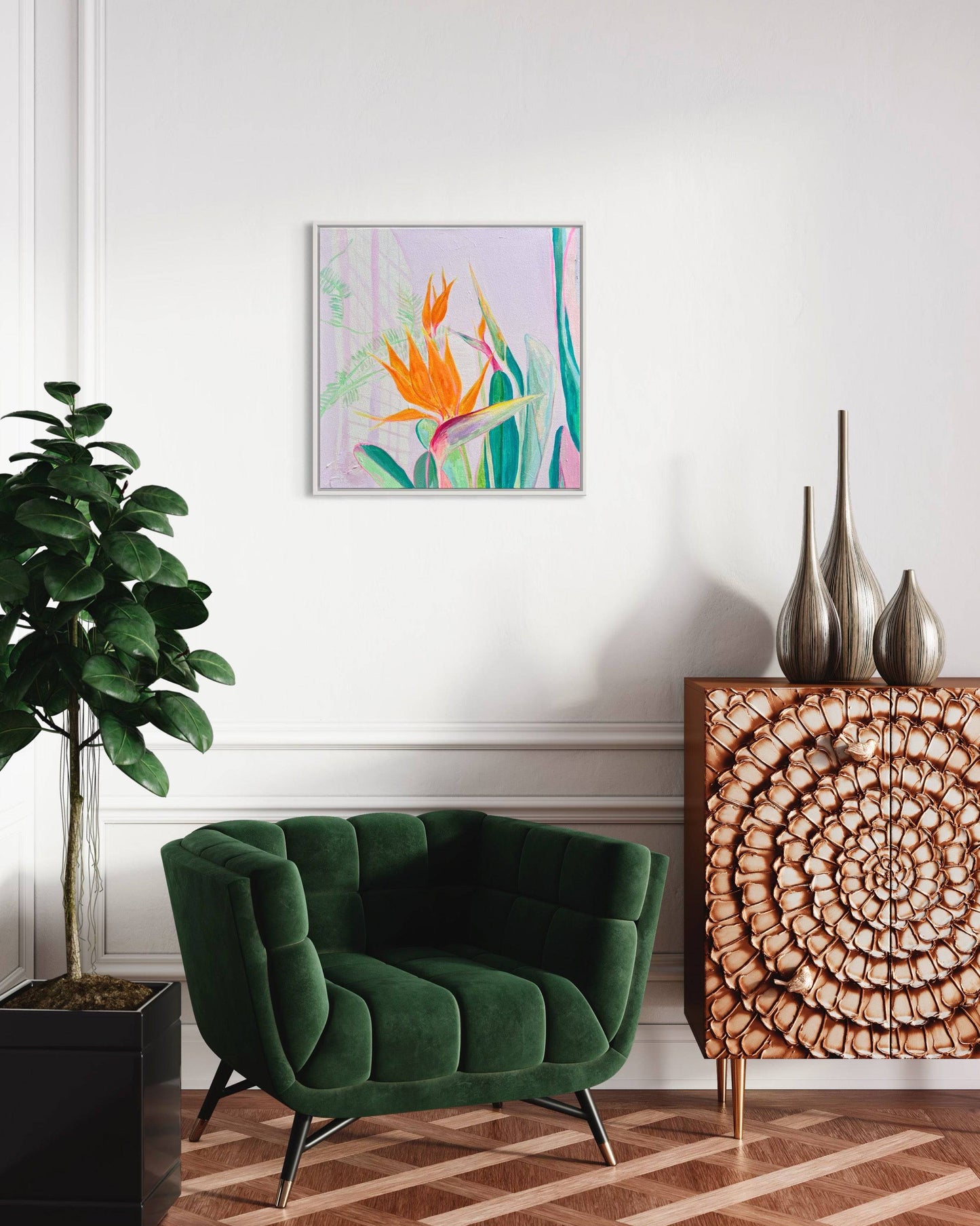 'A Flock Of Orange'  60cm x 60cm - Kathryn Sillince Artist