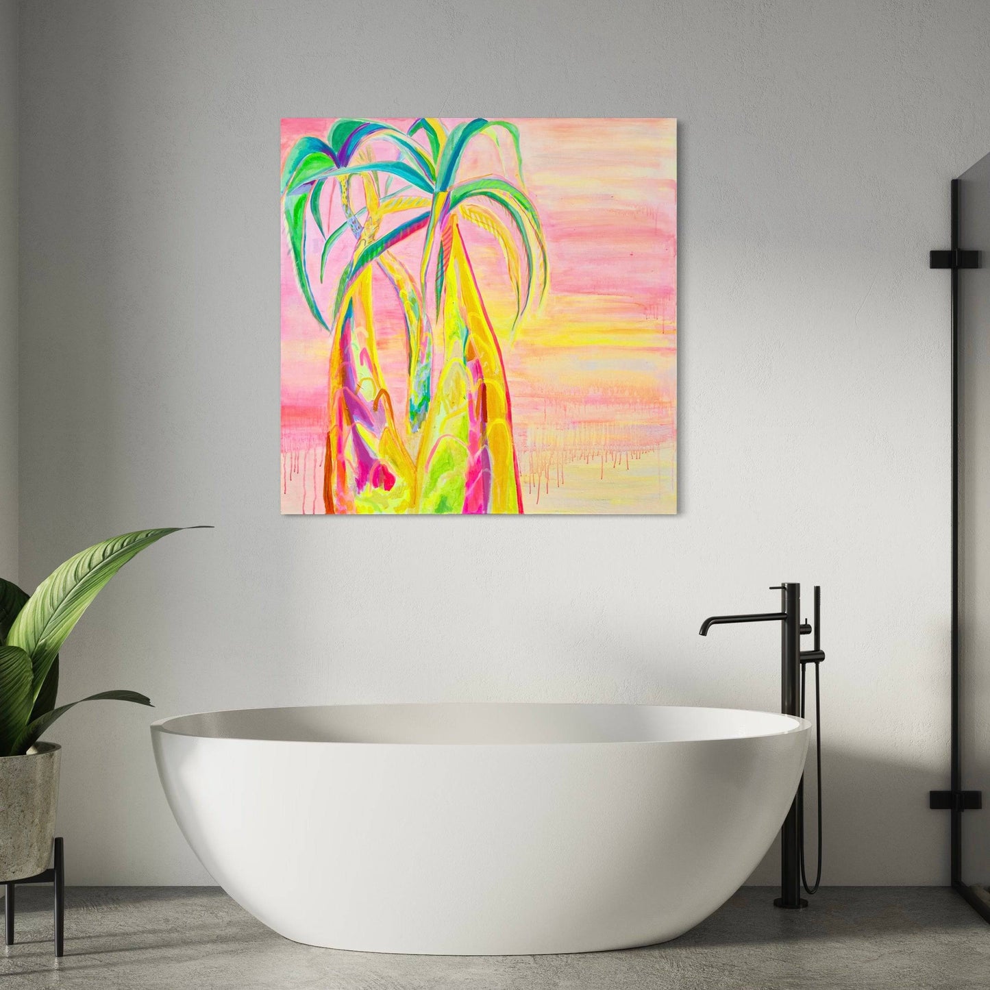 'Vaporwave Palms'  112cm x 112cm - Kathryn Sillince Artist