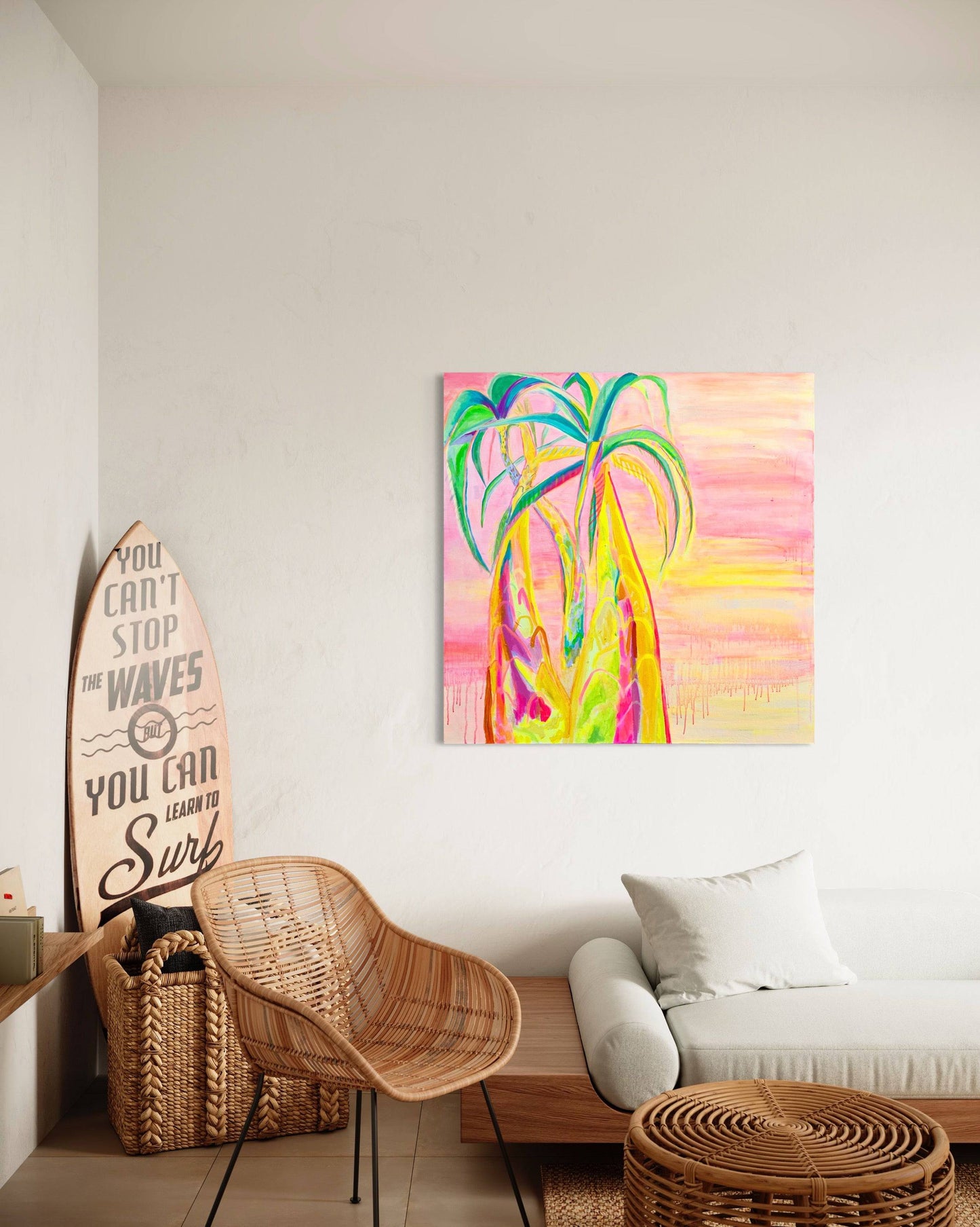 'Vaporwave Palms'  112cm x 112cm - Kathryn Sillince Artist