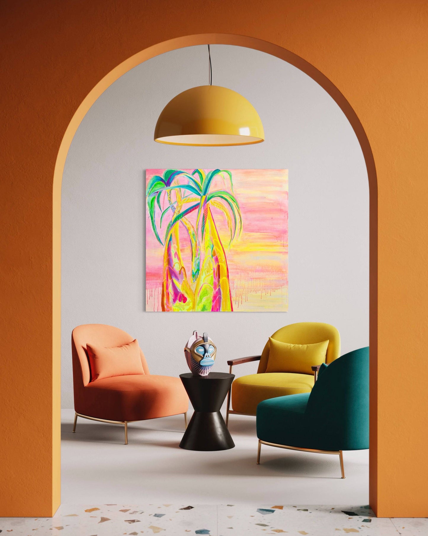 'Vaporwave Palms'  112cm x 112cm - Kathryn Sillince Artist