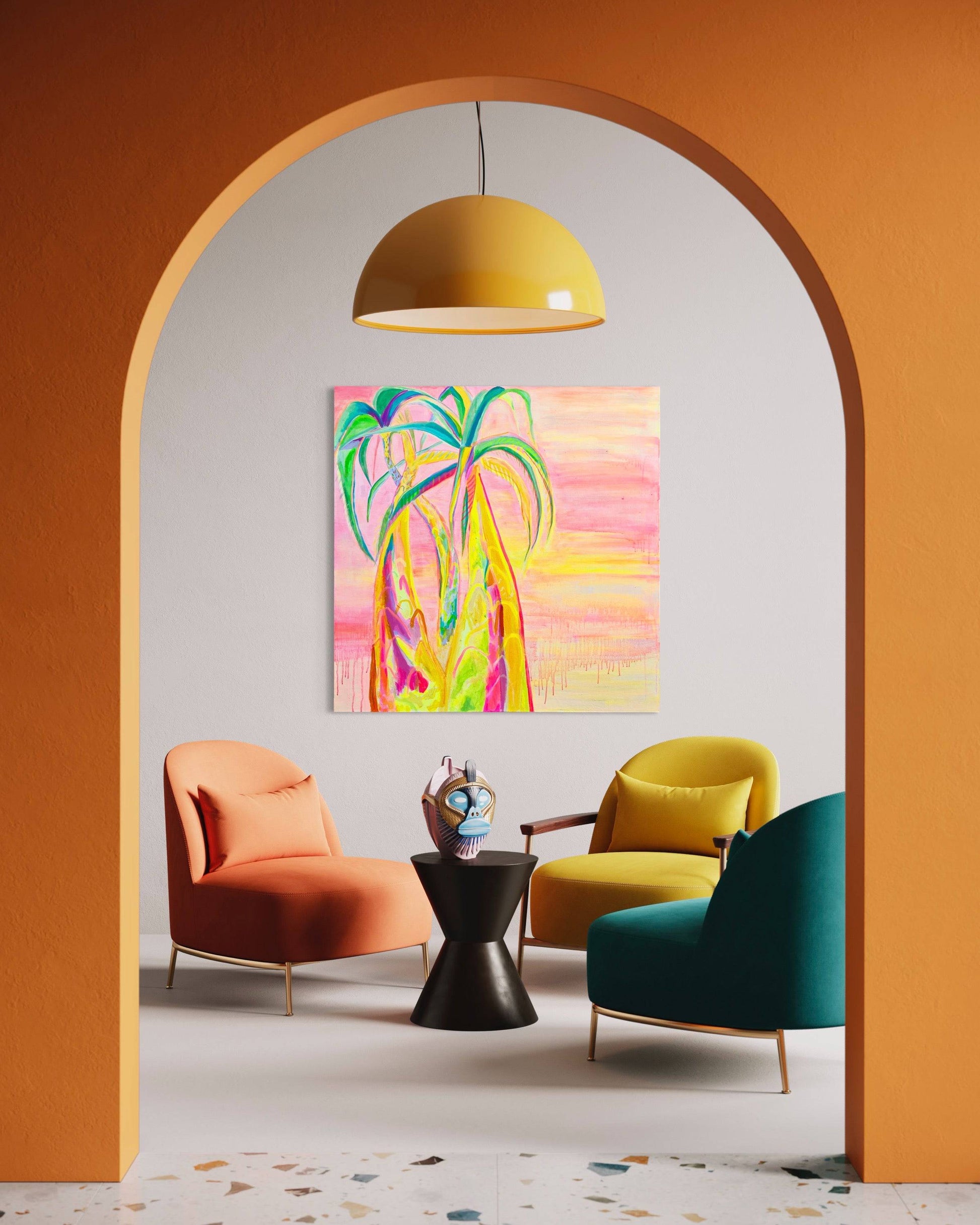 'Vaporwave Palms'  112cm x 112cm - Kathryn Sillince Artist